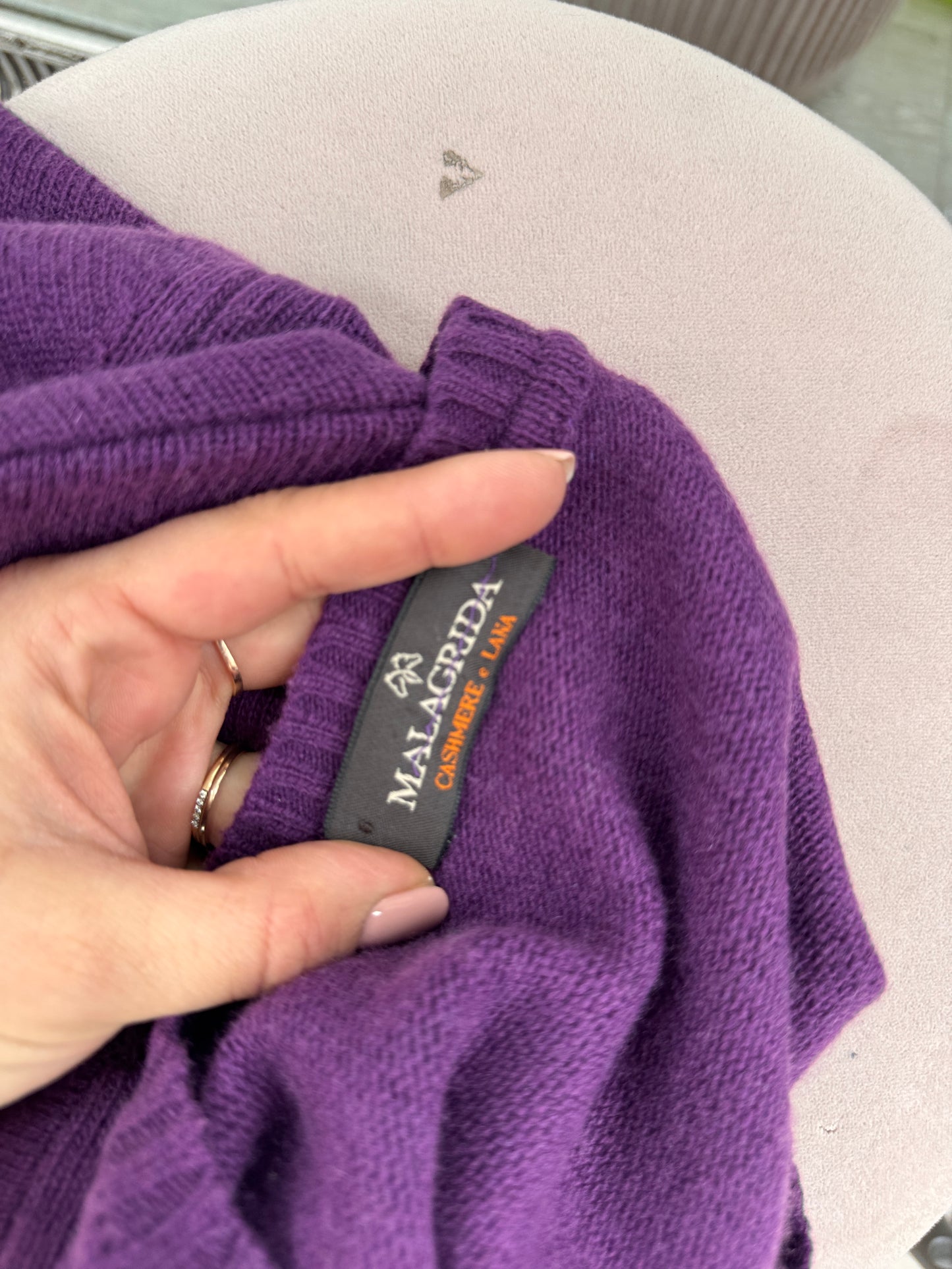 Pulover premium italian lucury purple din lana extrafina și cașmir