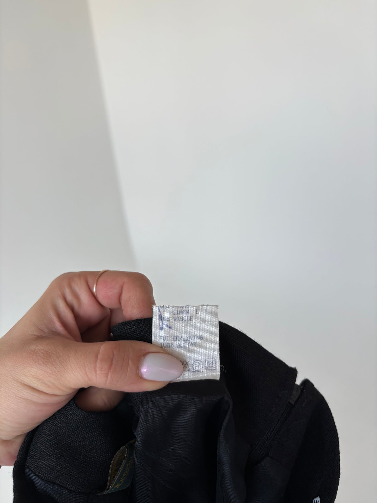 Fustă neagră din pânză cu talie ultra înaltă marcată elastică