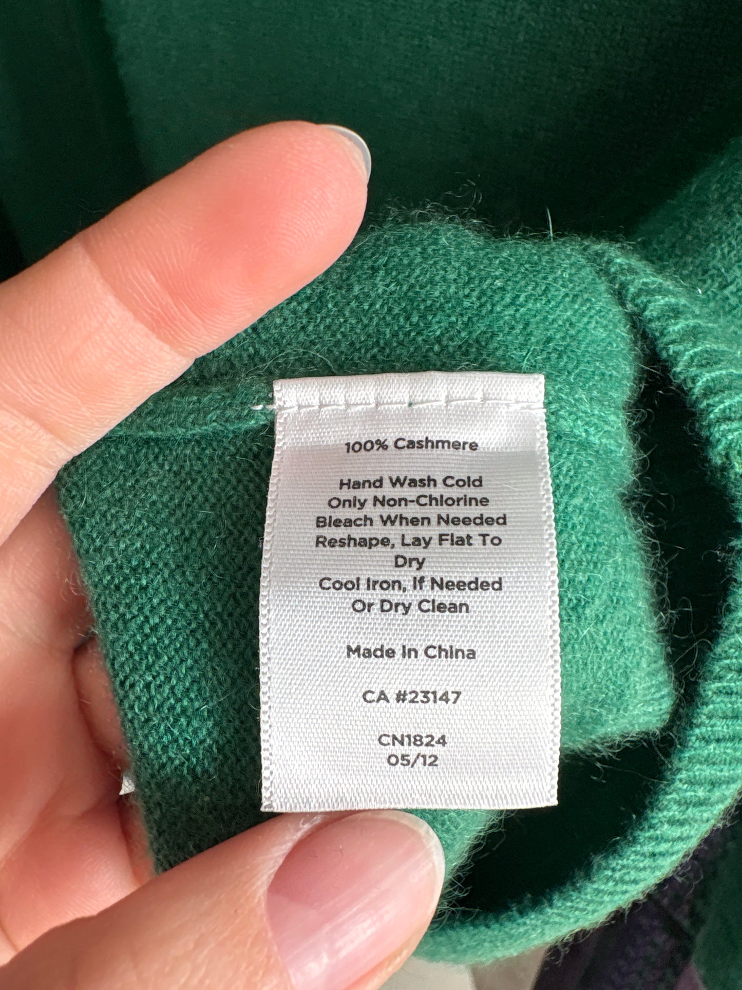 Puloveras din cașmir cu mânecă 3/4 verde smarald