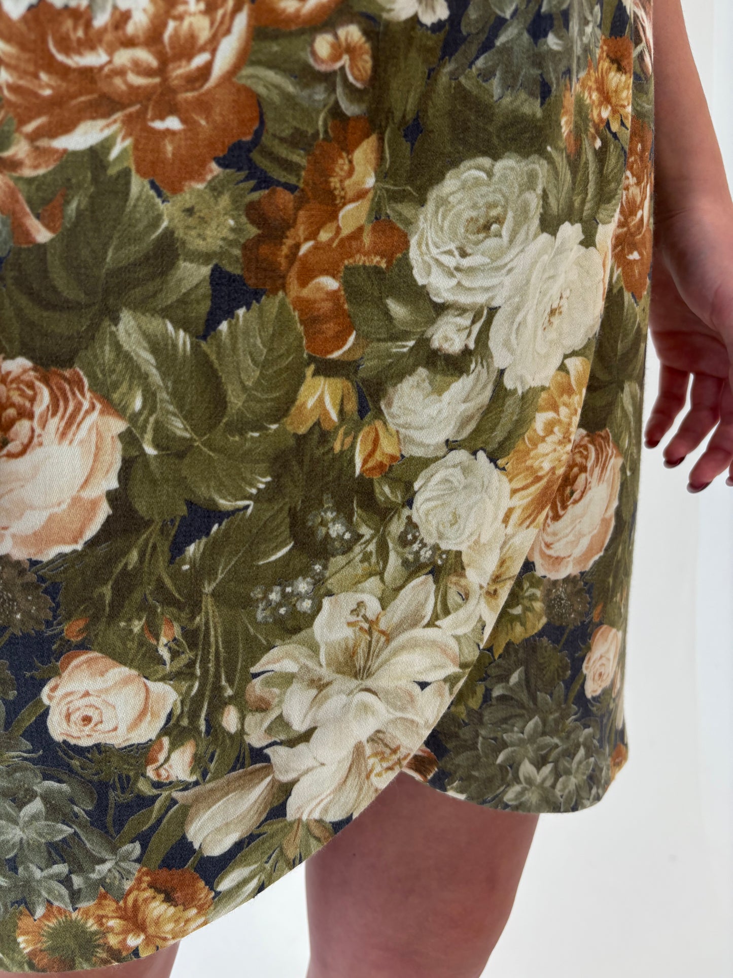 Fustă vintage excepțională cu prin floral superb din lana extrafina