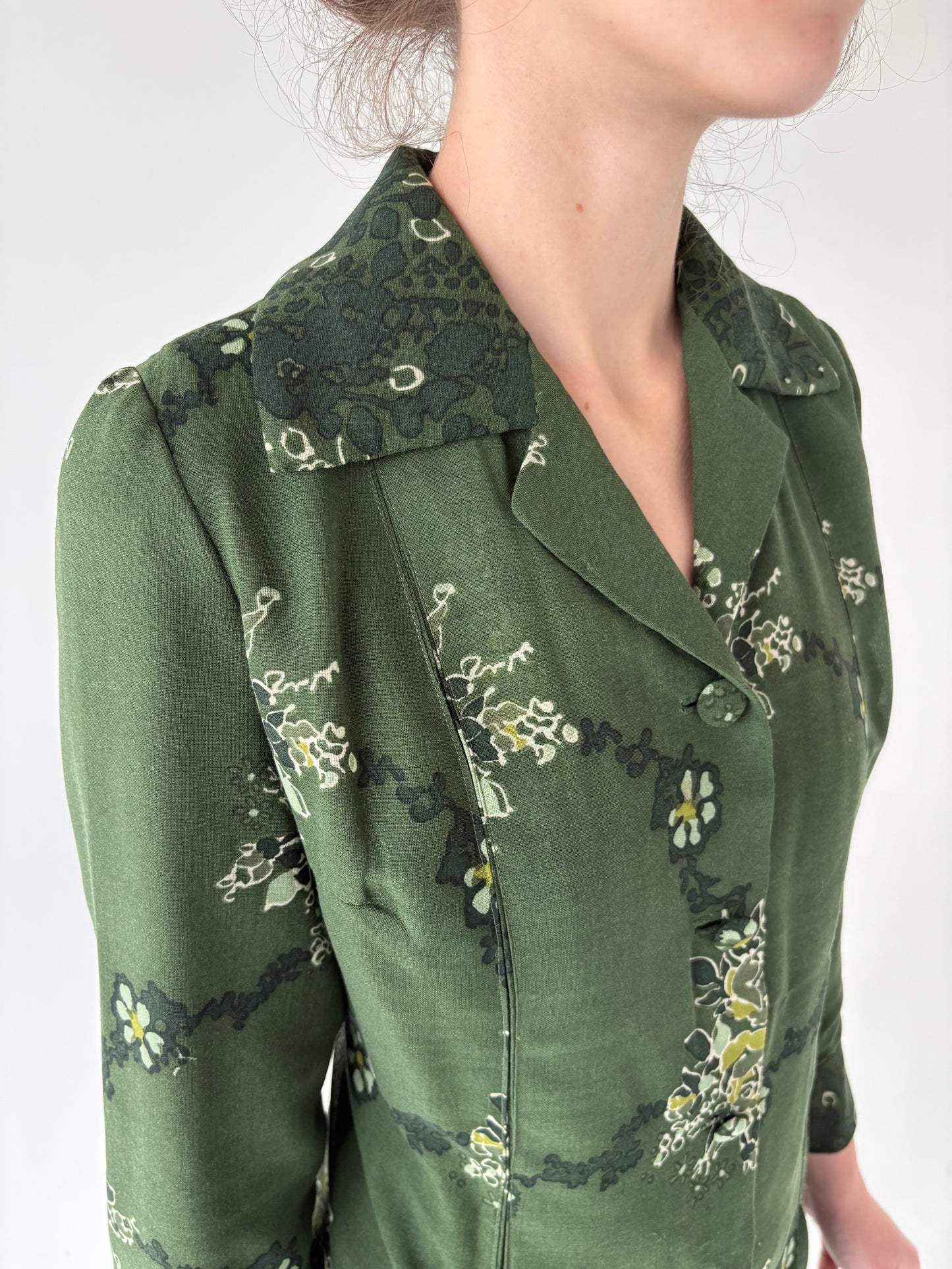 Rochie vintage petite forest green din lana extrafina