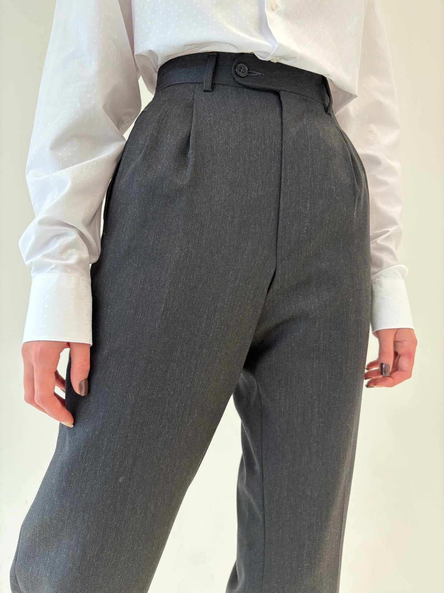Costum italian charcoal gray din 3 piese și lana extrafina