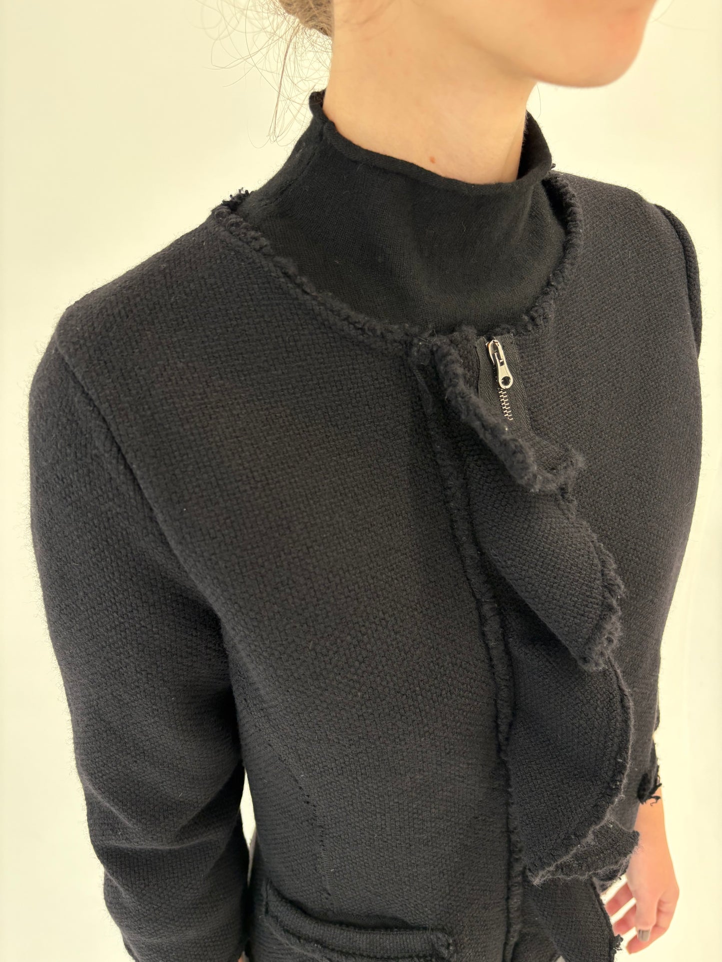 Jacheta ultra premium italiană cu mânecă 3/4 și jabou din lana de gramaj mare