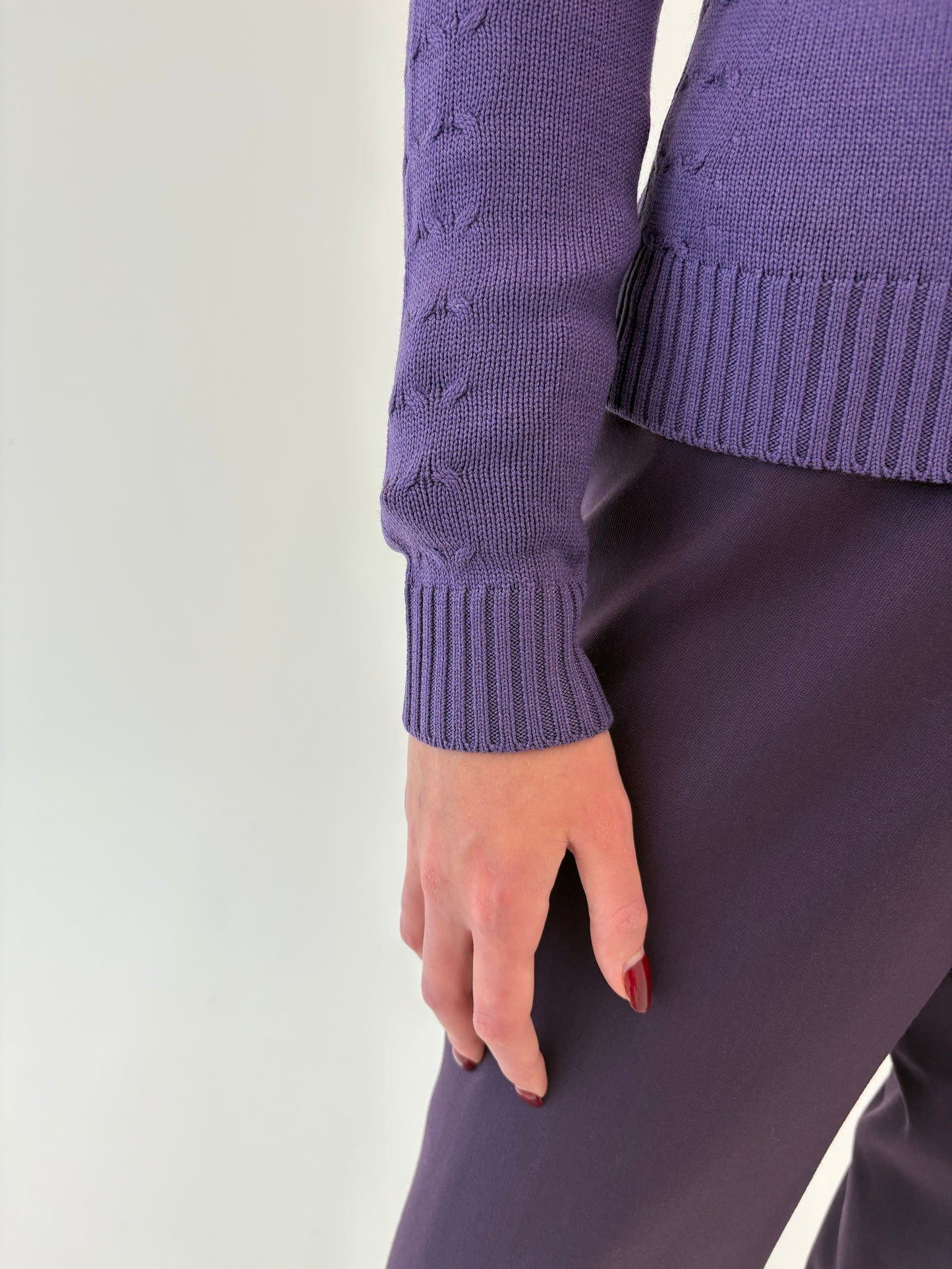 Pulover lavanda italian de gramaj mare din lana merino extrafina