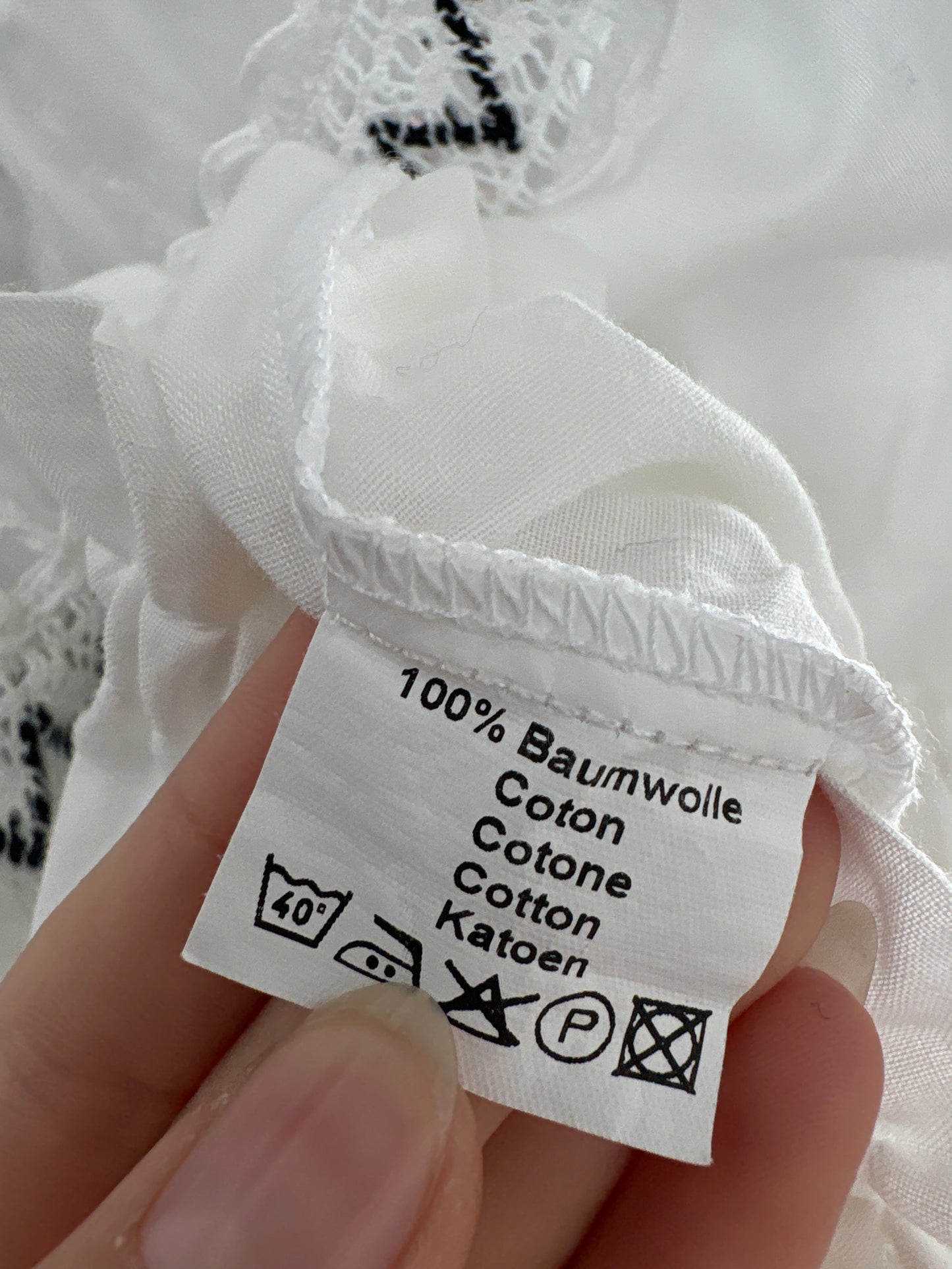 Top vintage din bumbac cu broderie și talie marcată elastică