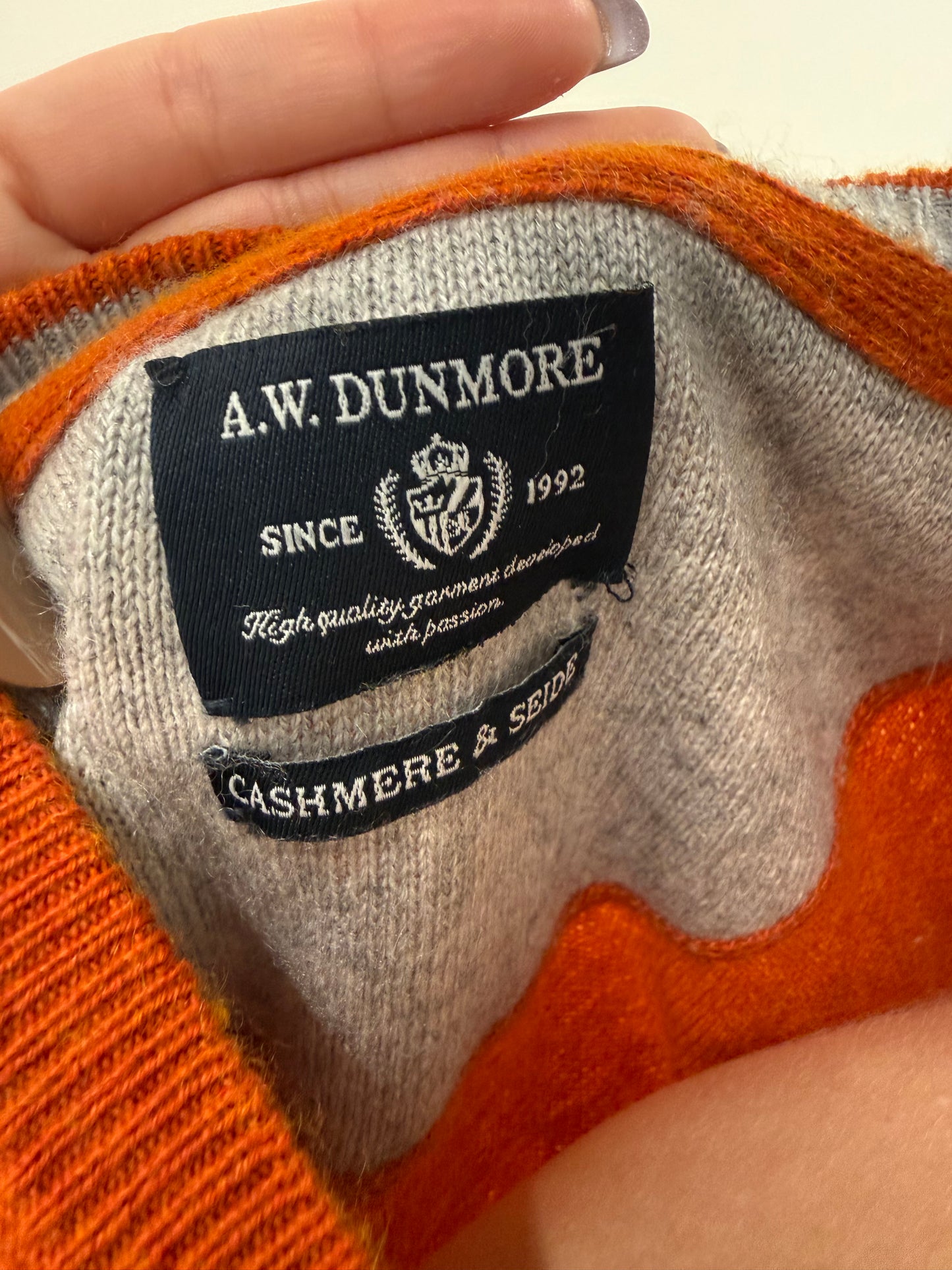 Pulover plus size burnt orange din cașmir și mătase naturală