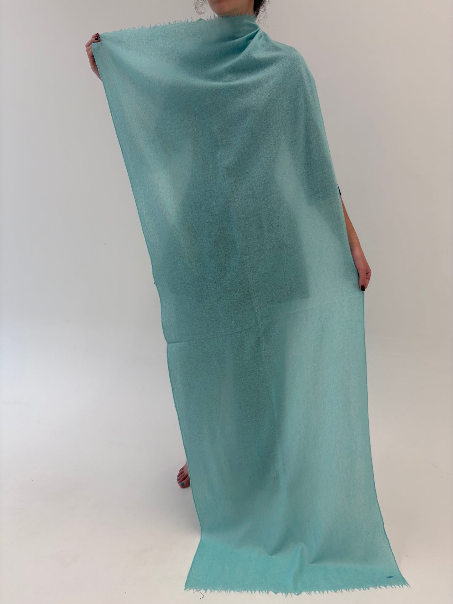 Shawl baby blue din cașmir excepțional