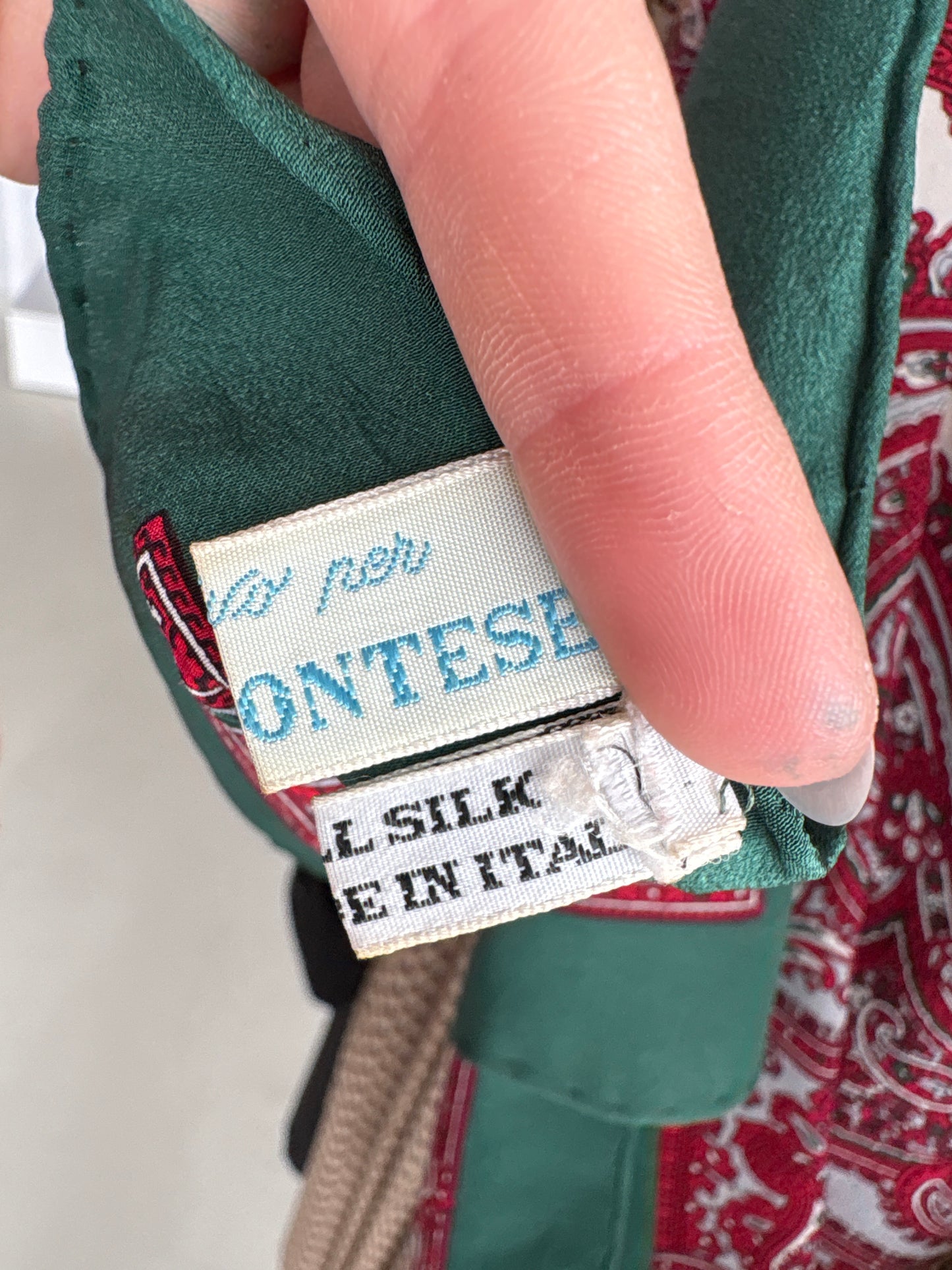 Eșarfă 100% Hand made XL din mătase naturală cu print paisley