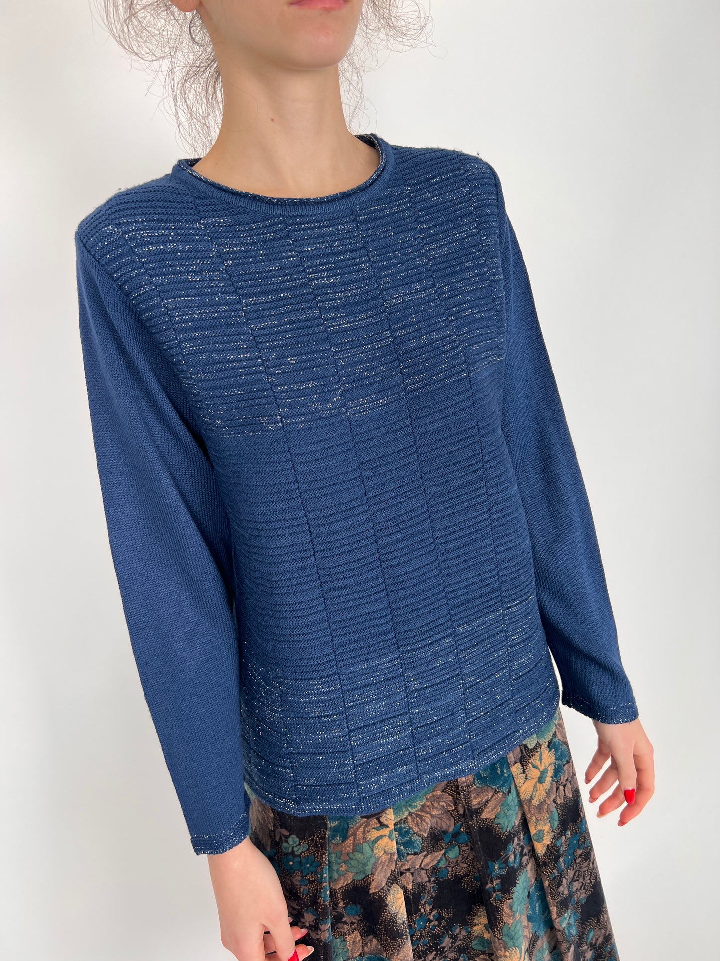 Pulover lapis lazuli blue din mix multiply extrafin de lana