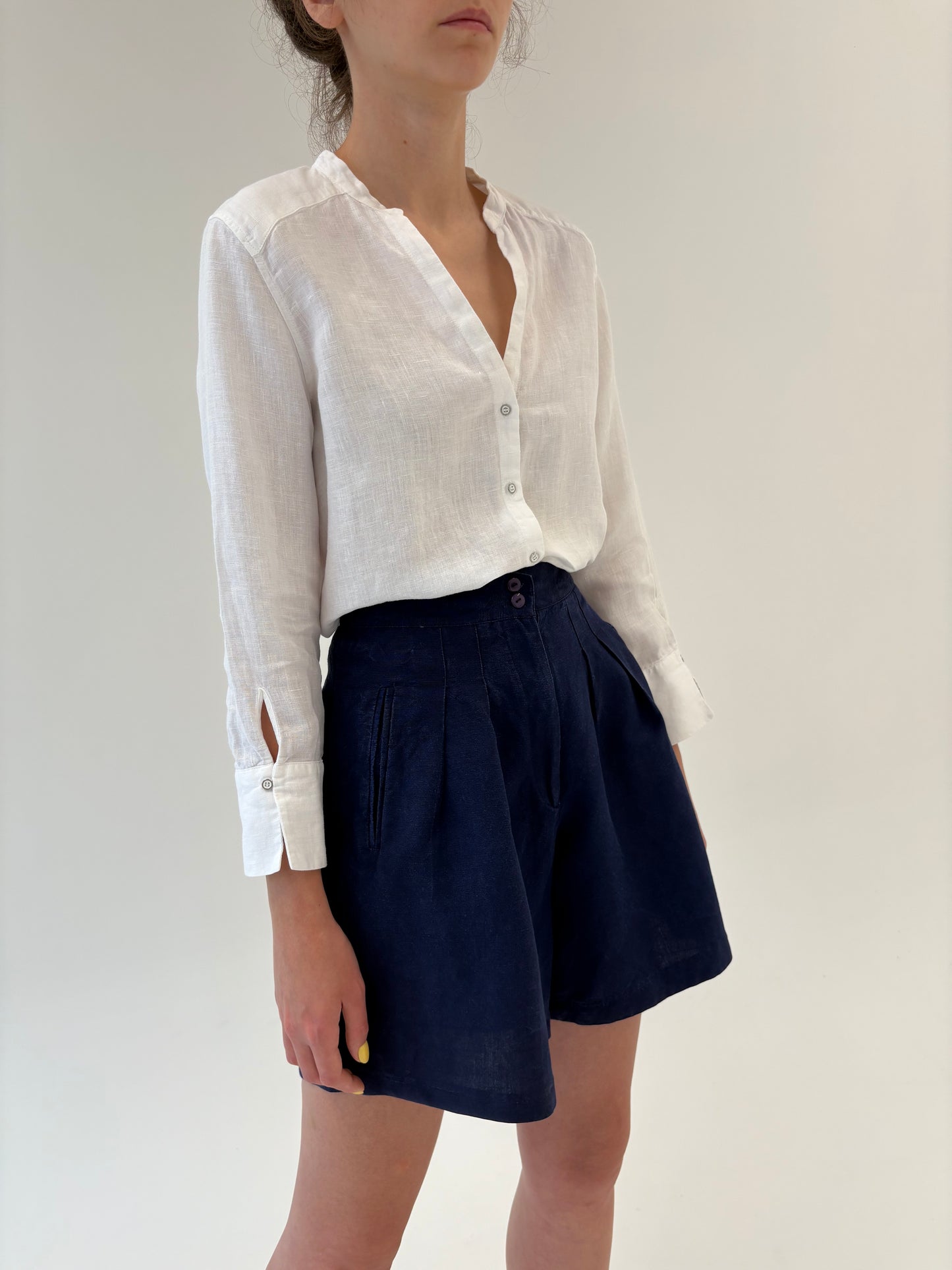 Pantaloni vintage din pânză cu ținuta și talie ultra înaltă