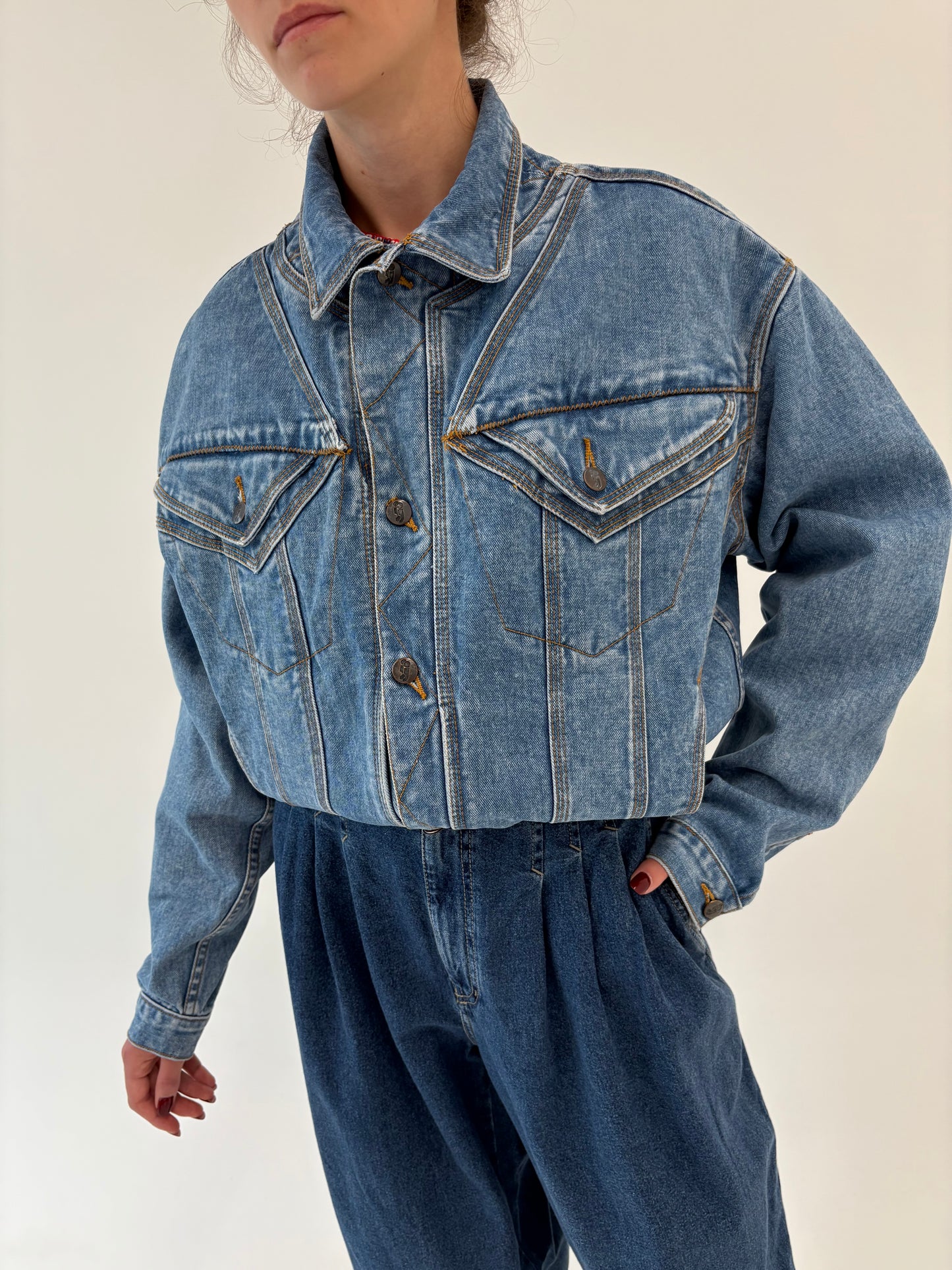Geacă old vintage din jeans structurat anii 80