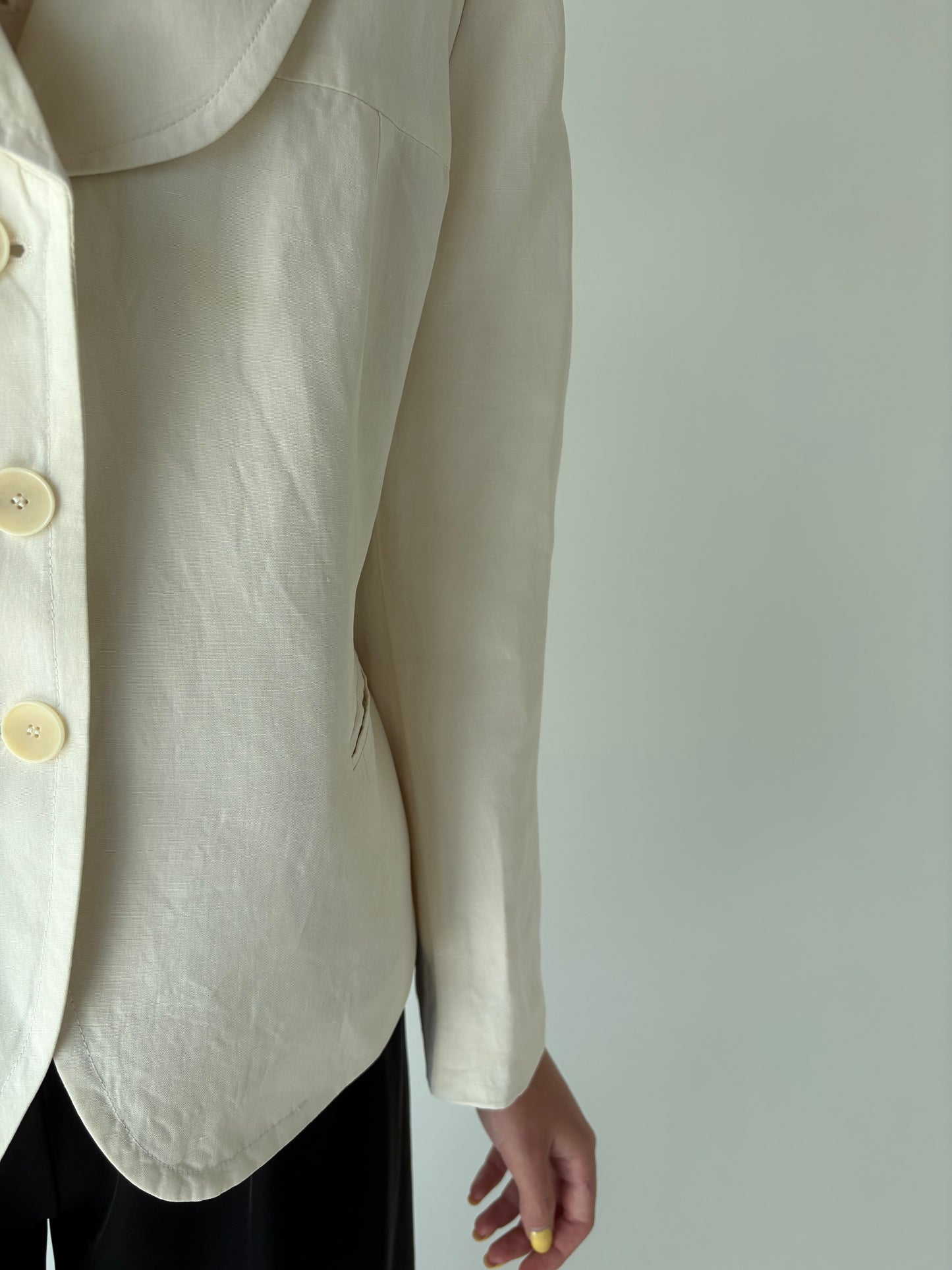 Sacou luxury René Lezard din mătase naturală și în butter white
