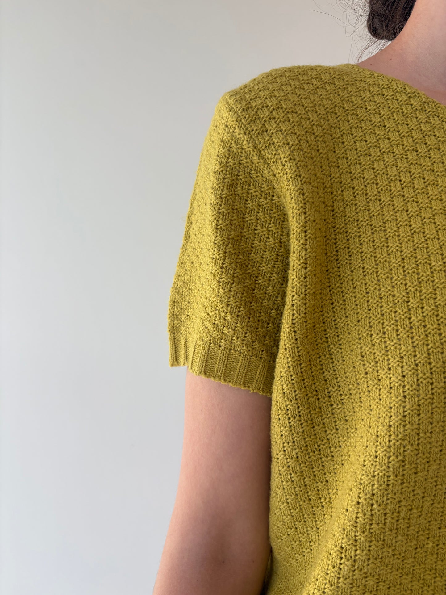 Top texturat lime green din mix de lana extrafina