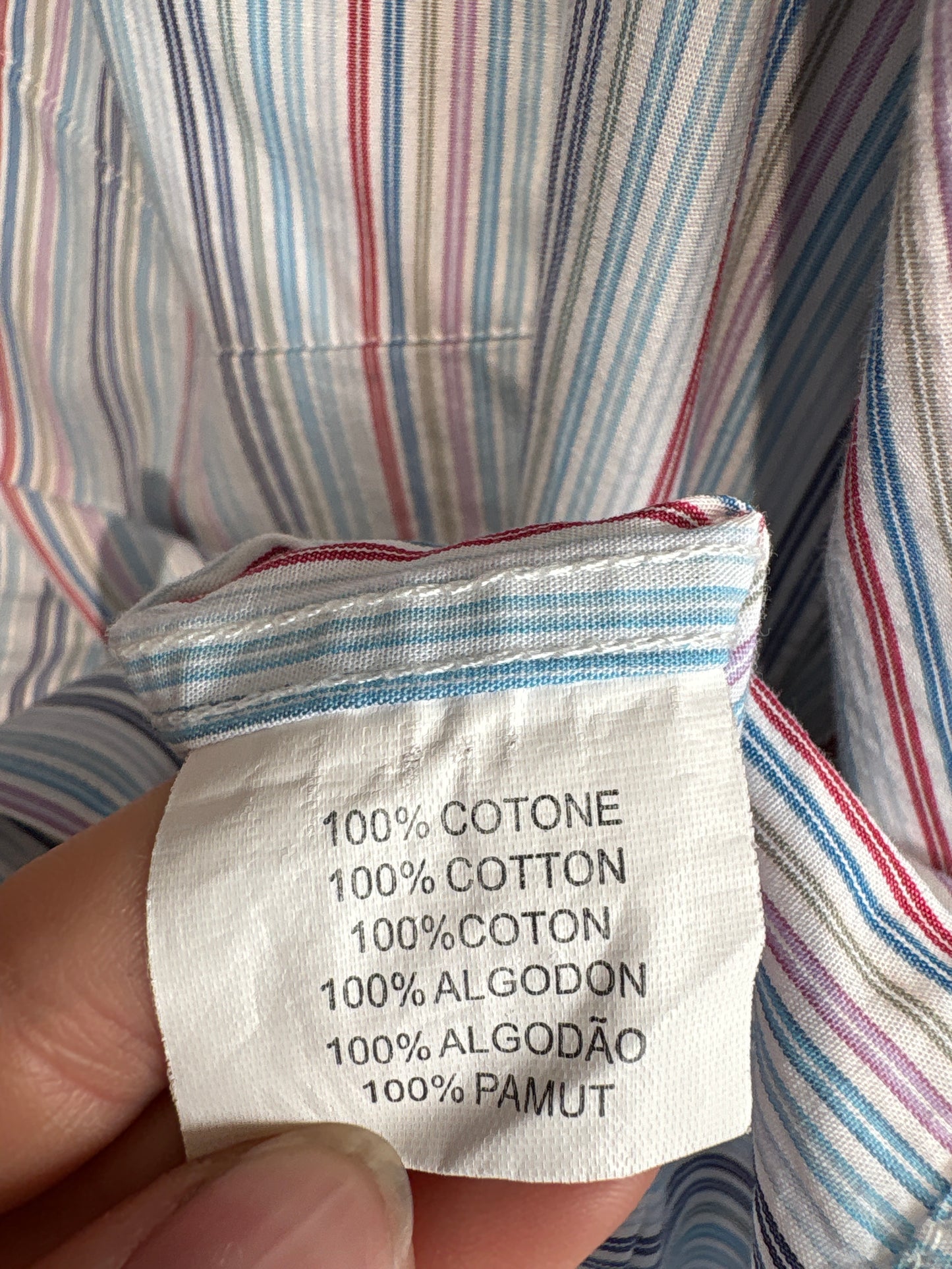 Cămașa premium baby blue cu dungi fine colorate verticale