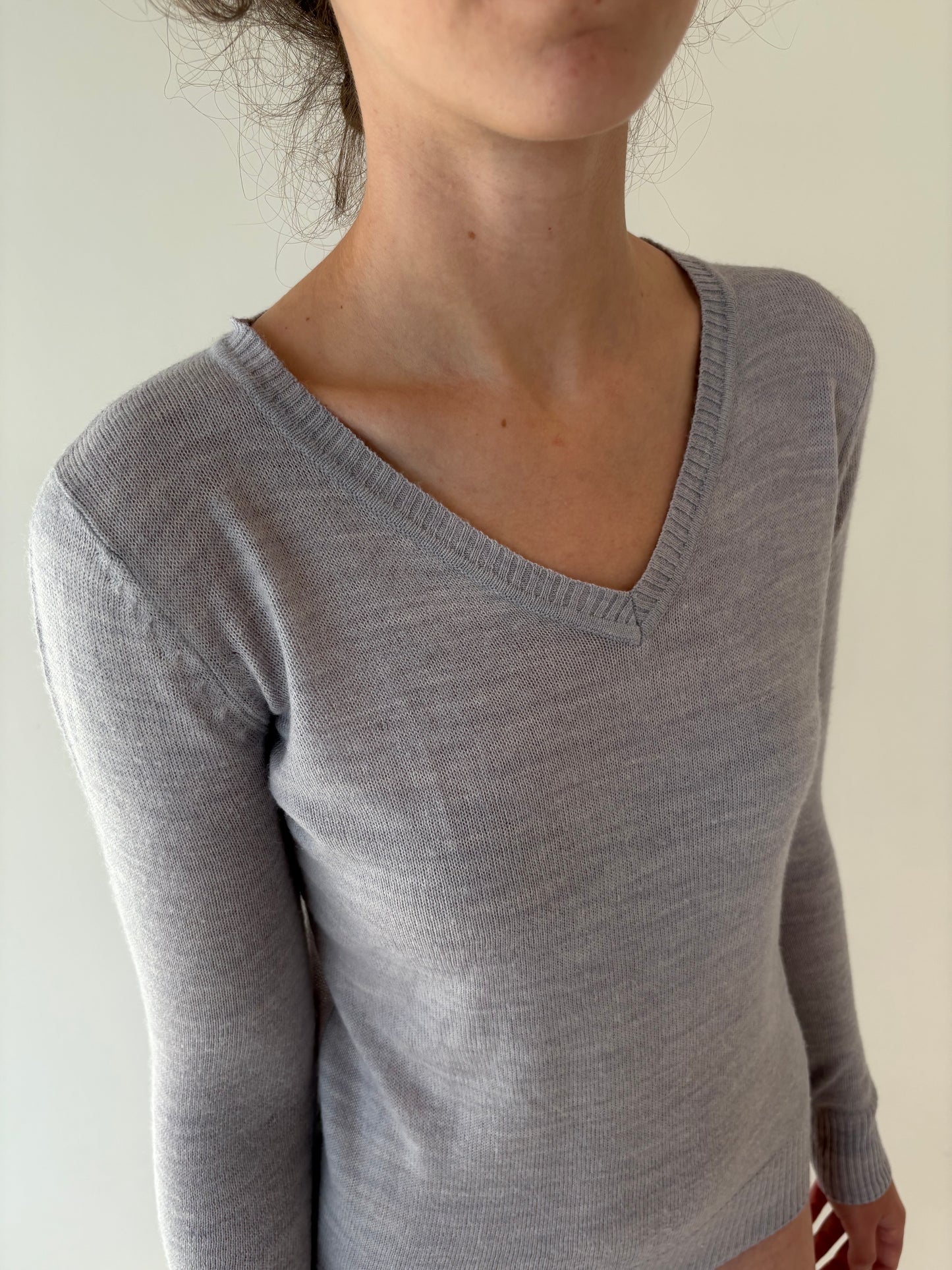 Puloveras lavender gray din mix de lana extrafina