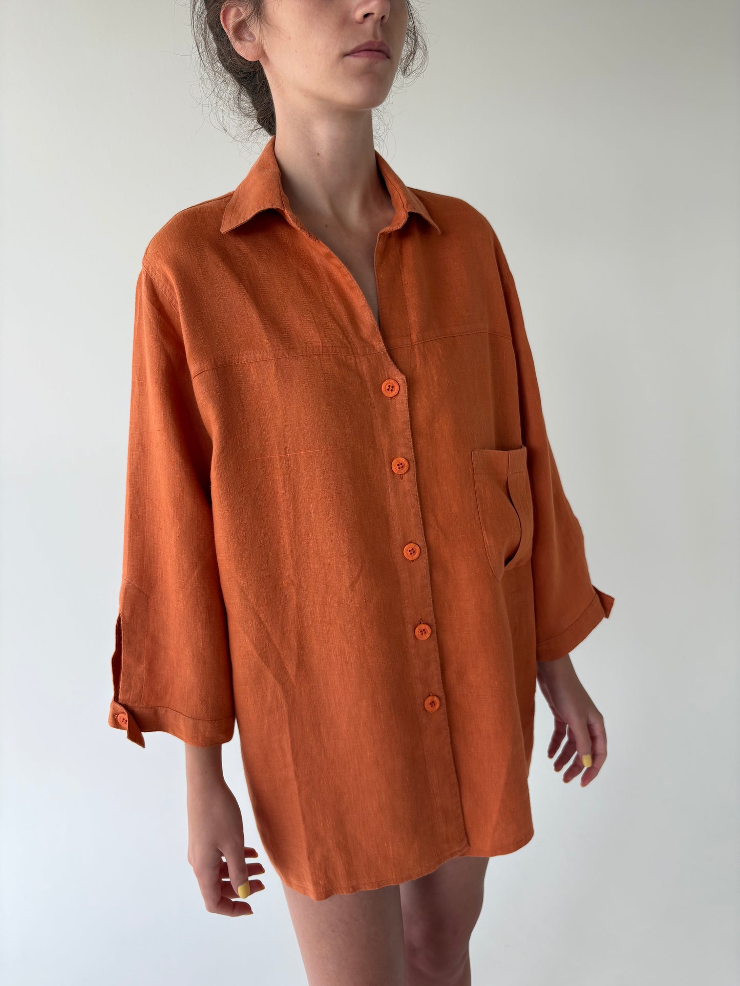Cămașa din in premium jasper orange