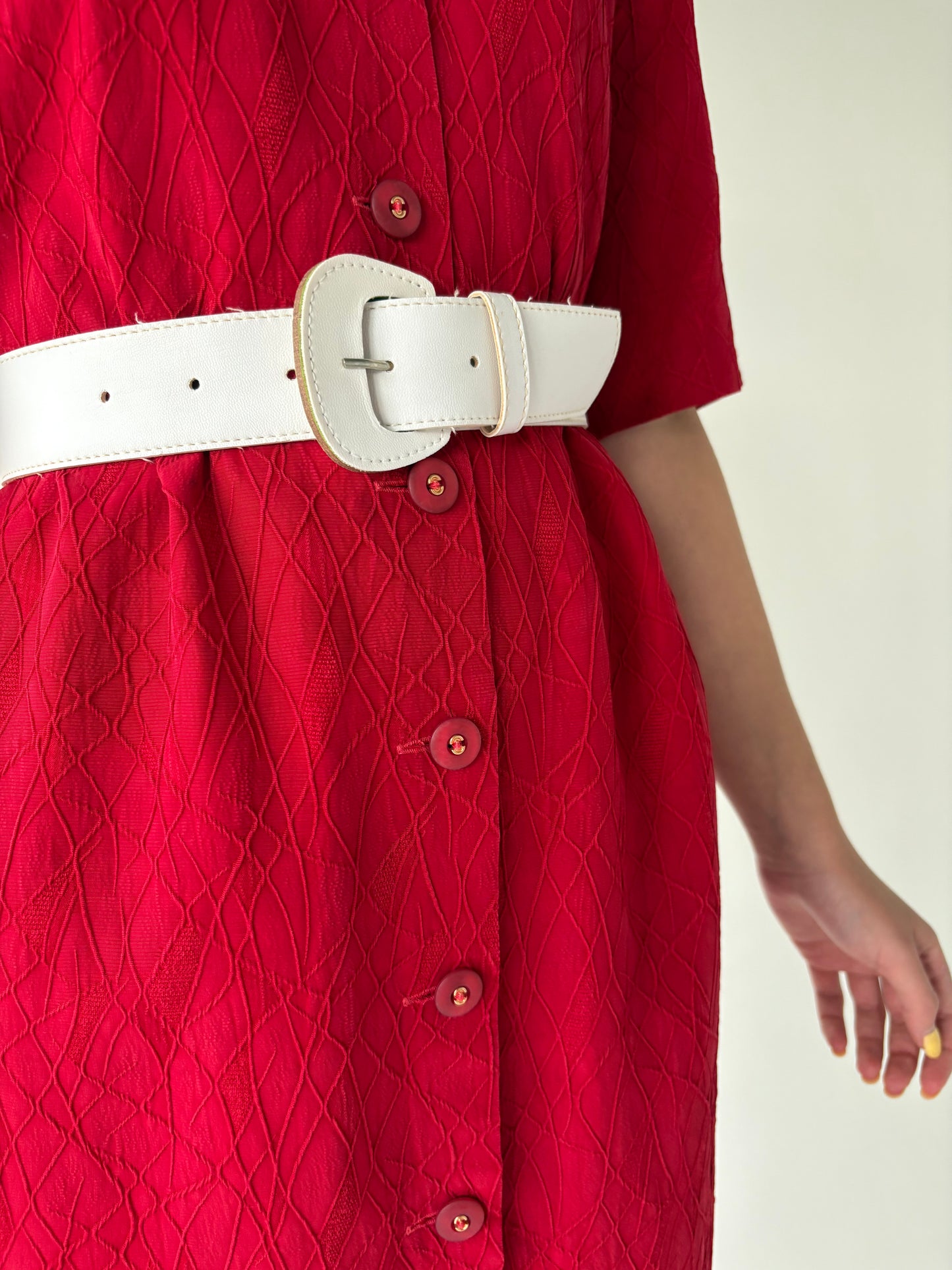 Rochie vintage cherry red texturată