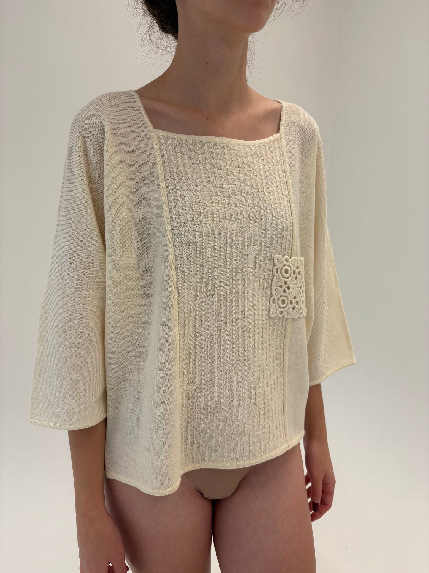 Pulover de brand luxury italian plus size Marina Rinaldi butter white