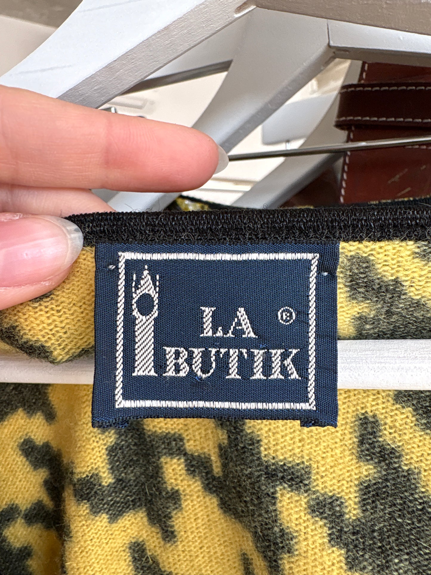 Cardigan italian din lana extrafina cu Angora și print pied de coq