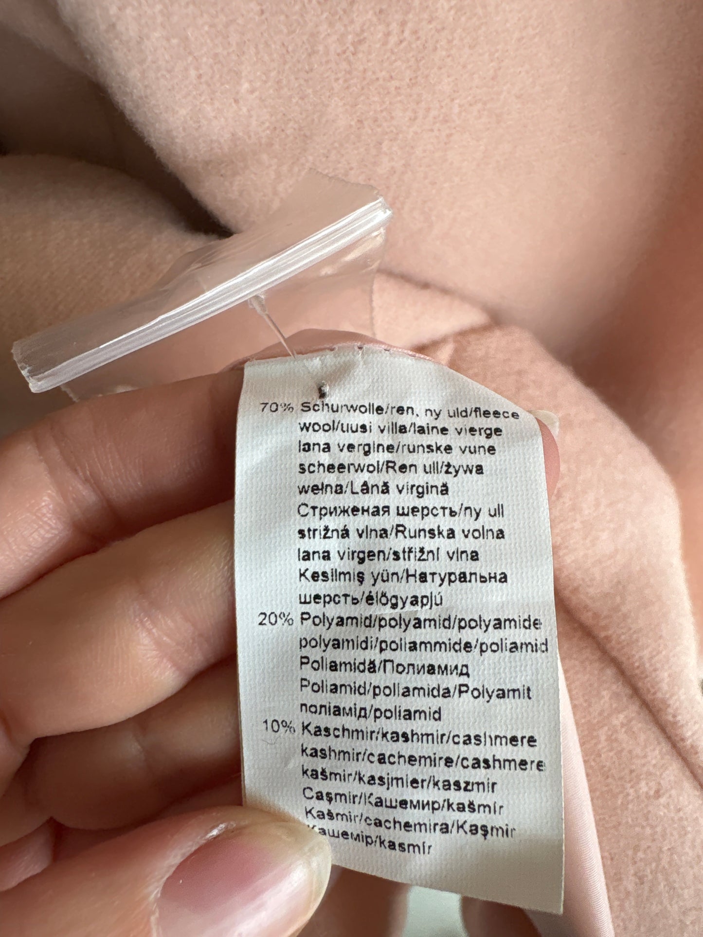Pardesiu roz pudrat nou din lana extrafina cu cașmir