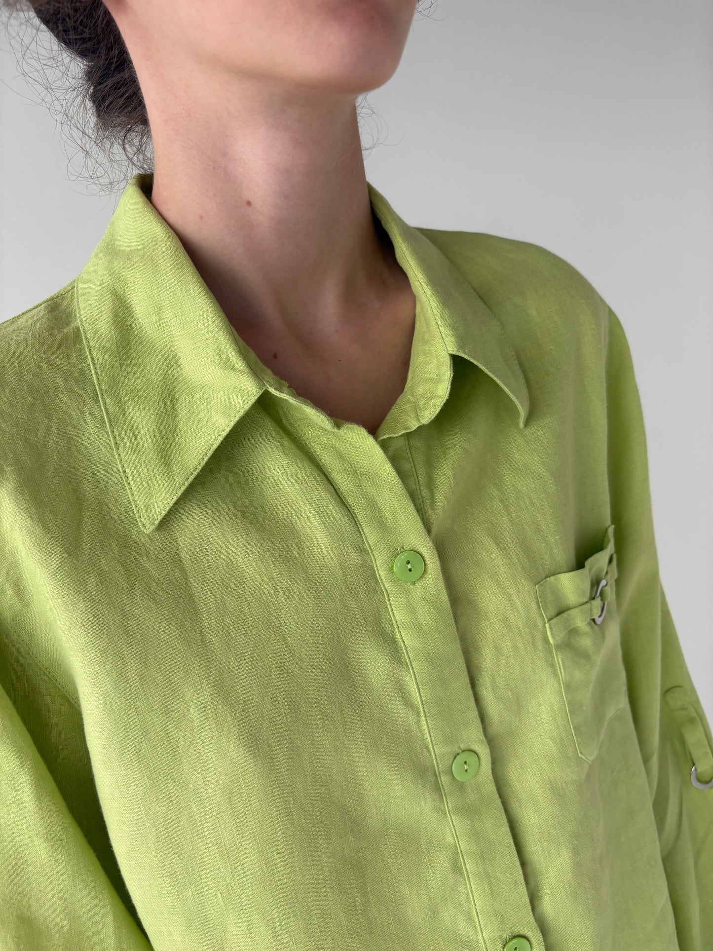 Cămașa luxury Luisa Spagnoli din in verde crud