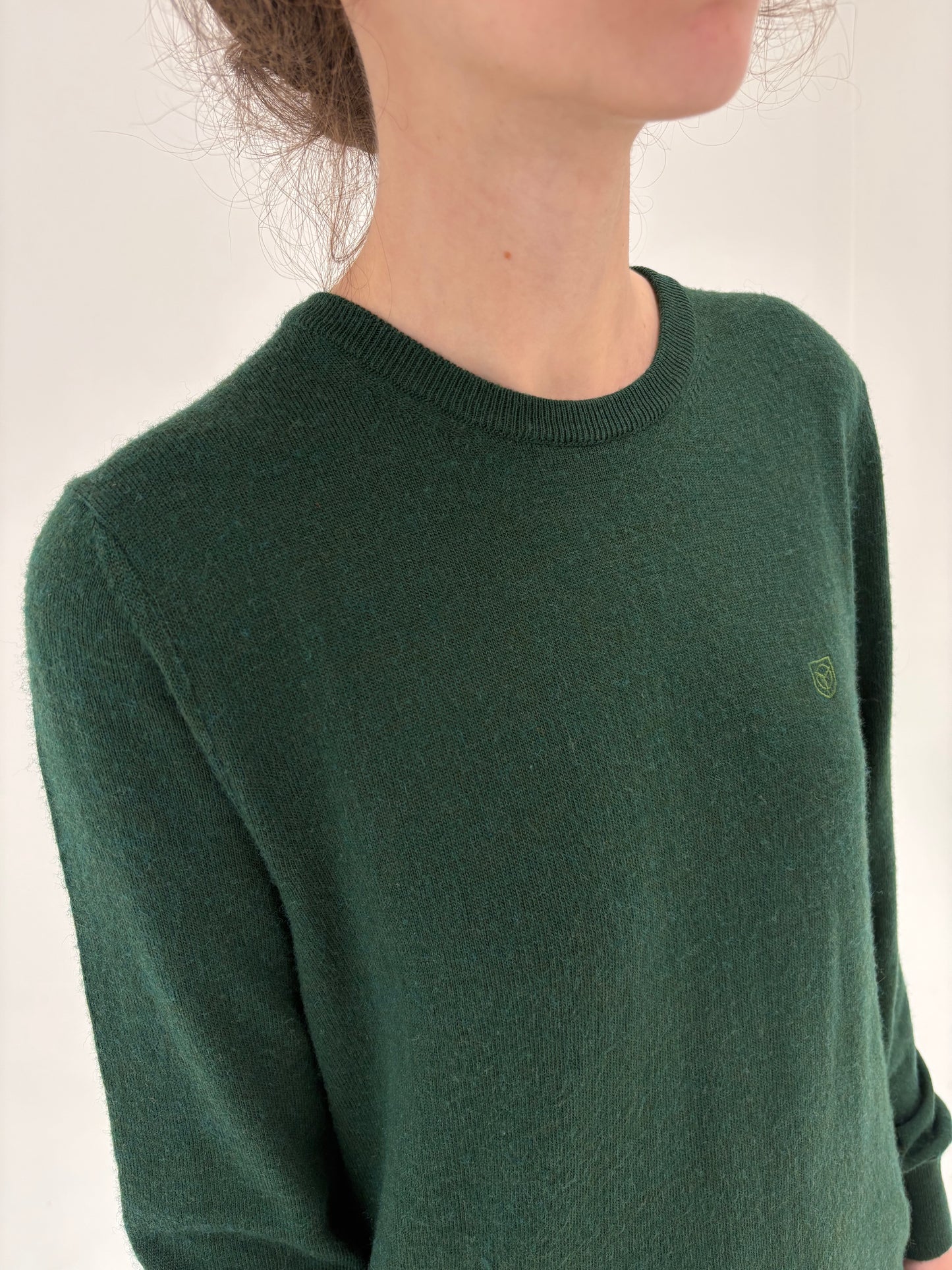 Pulover forest green din lana extrafina de gramaj mare