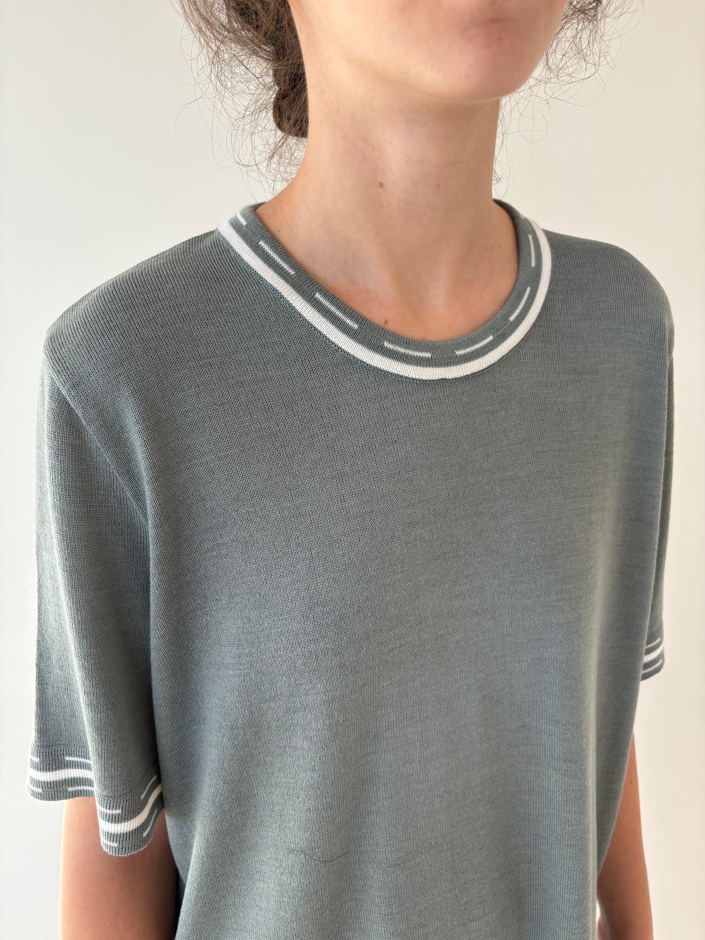 Top Sage green din mix de lana extrafina