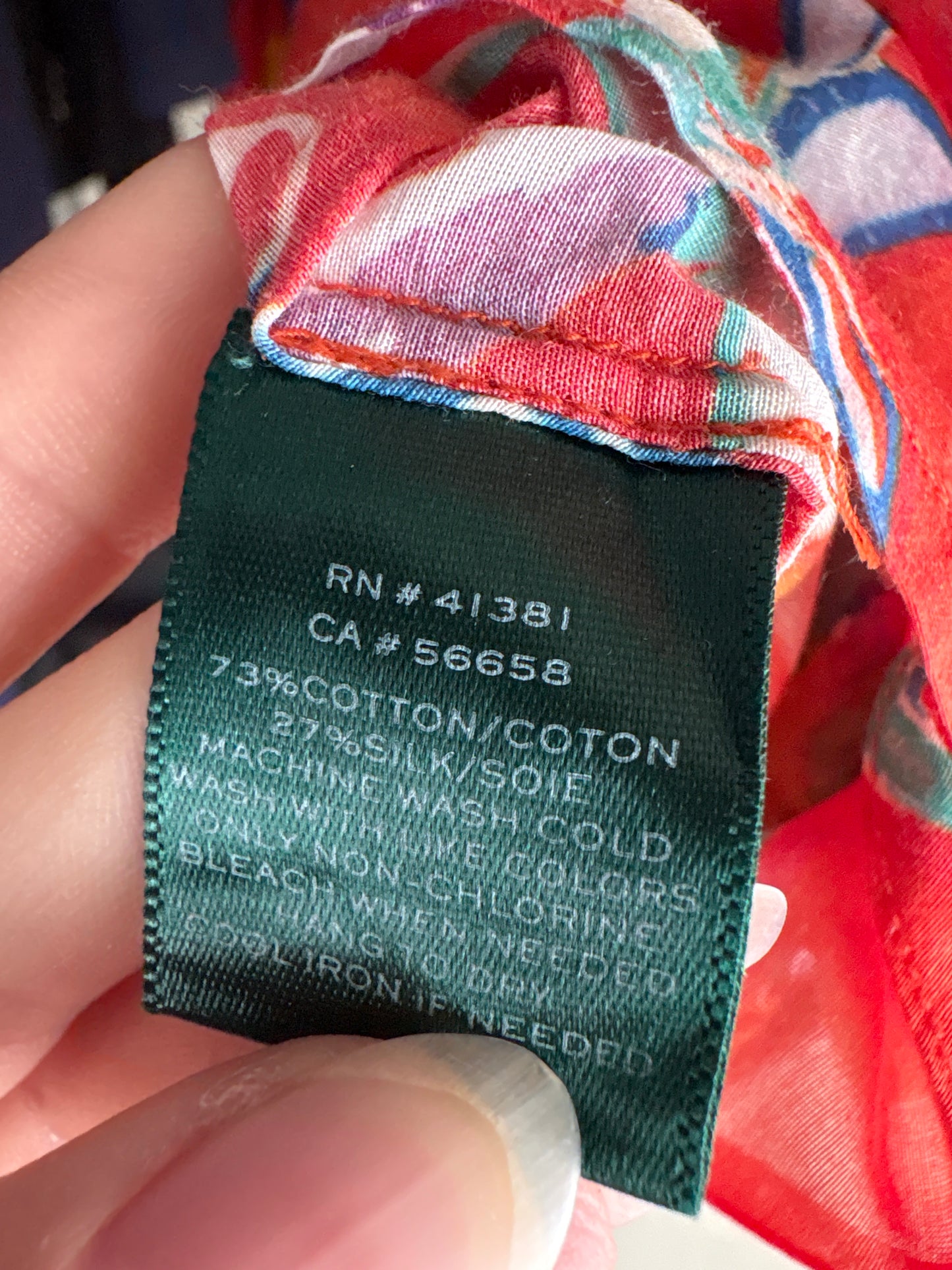 Cămașa Ralph Lauren colorată din panzica de mătase naturală și bumbac