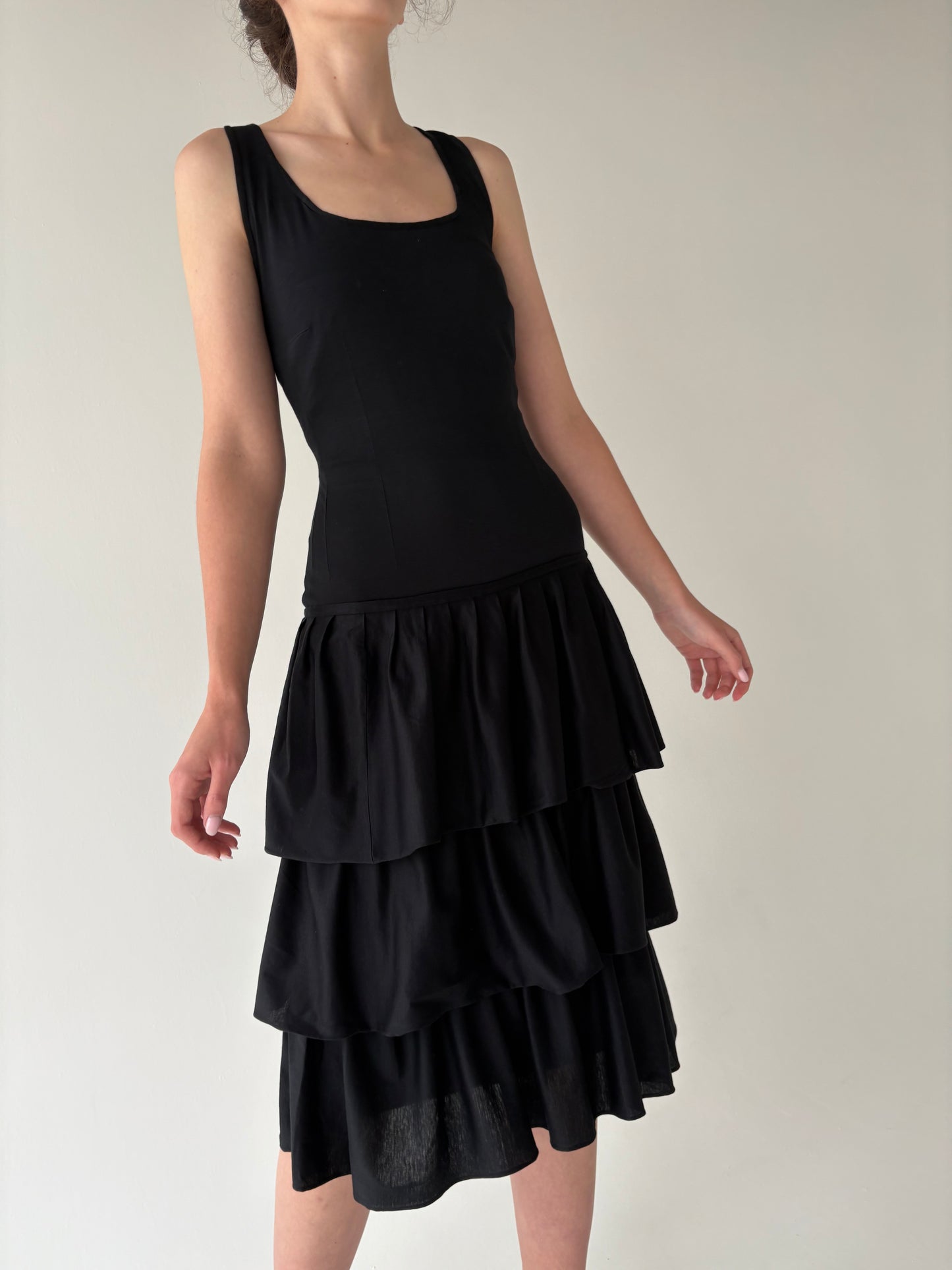 LBD vintage de la zi la seară din bumbac modelator și volane