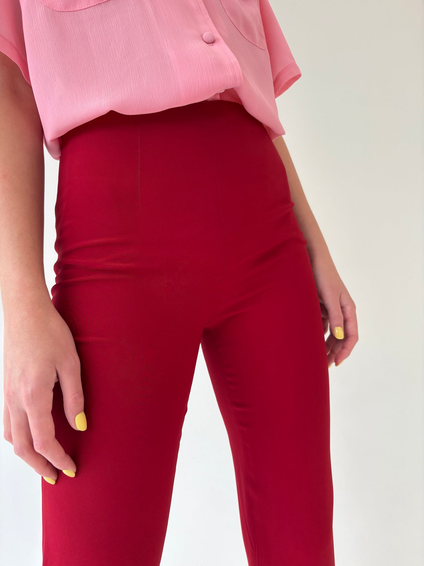 Pantaloni business dark cherry italienești de vară