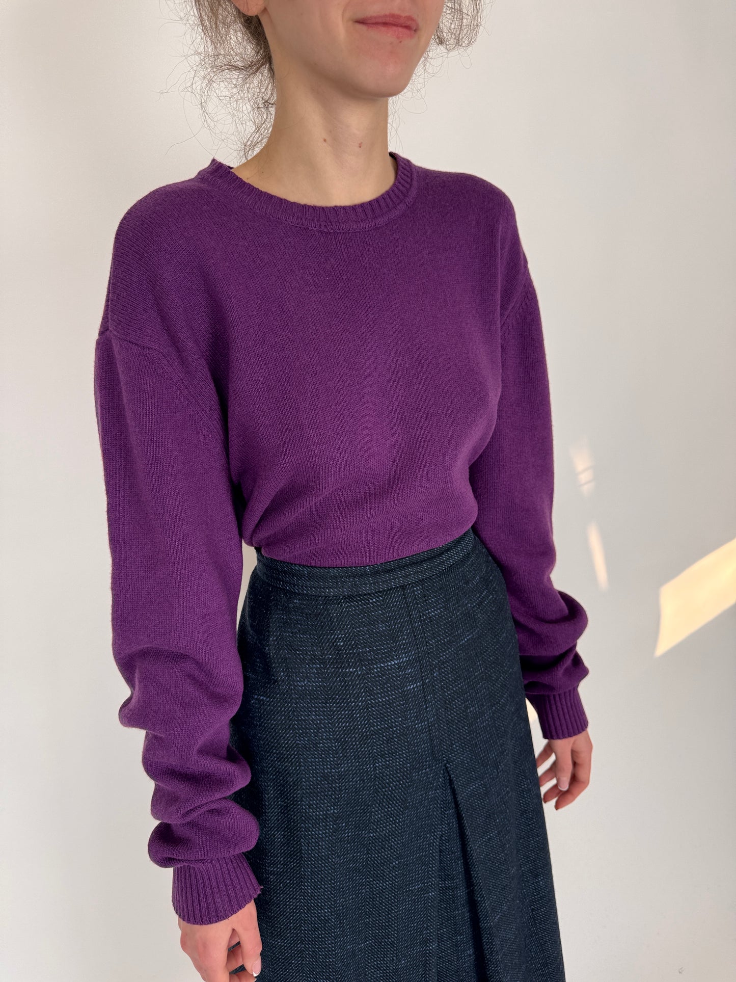 Pulover premium italian lucury purple din lana extrafina și cașmir