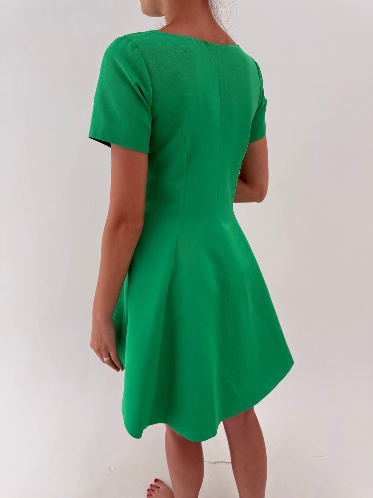 Top / rochie mini din faille exceptional emerald green cambrat cu peplum