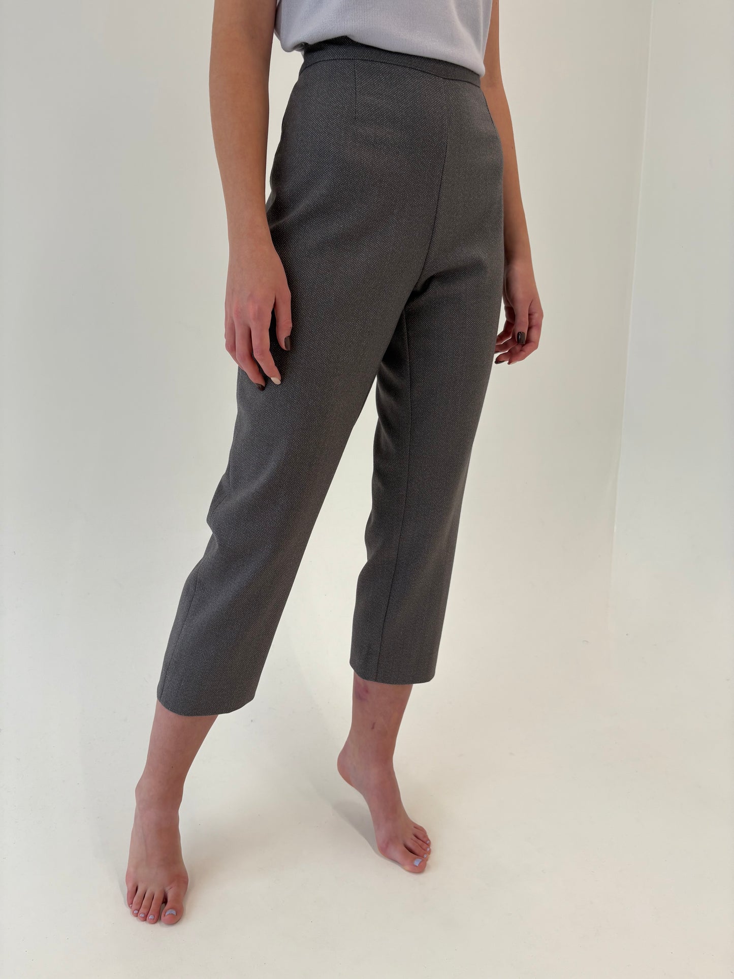 Pantaloni țigaretă petite din stofă de vascoza cu lana extrafina