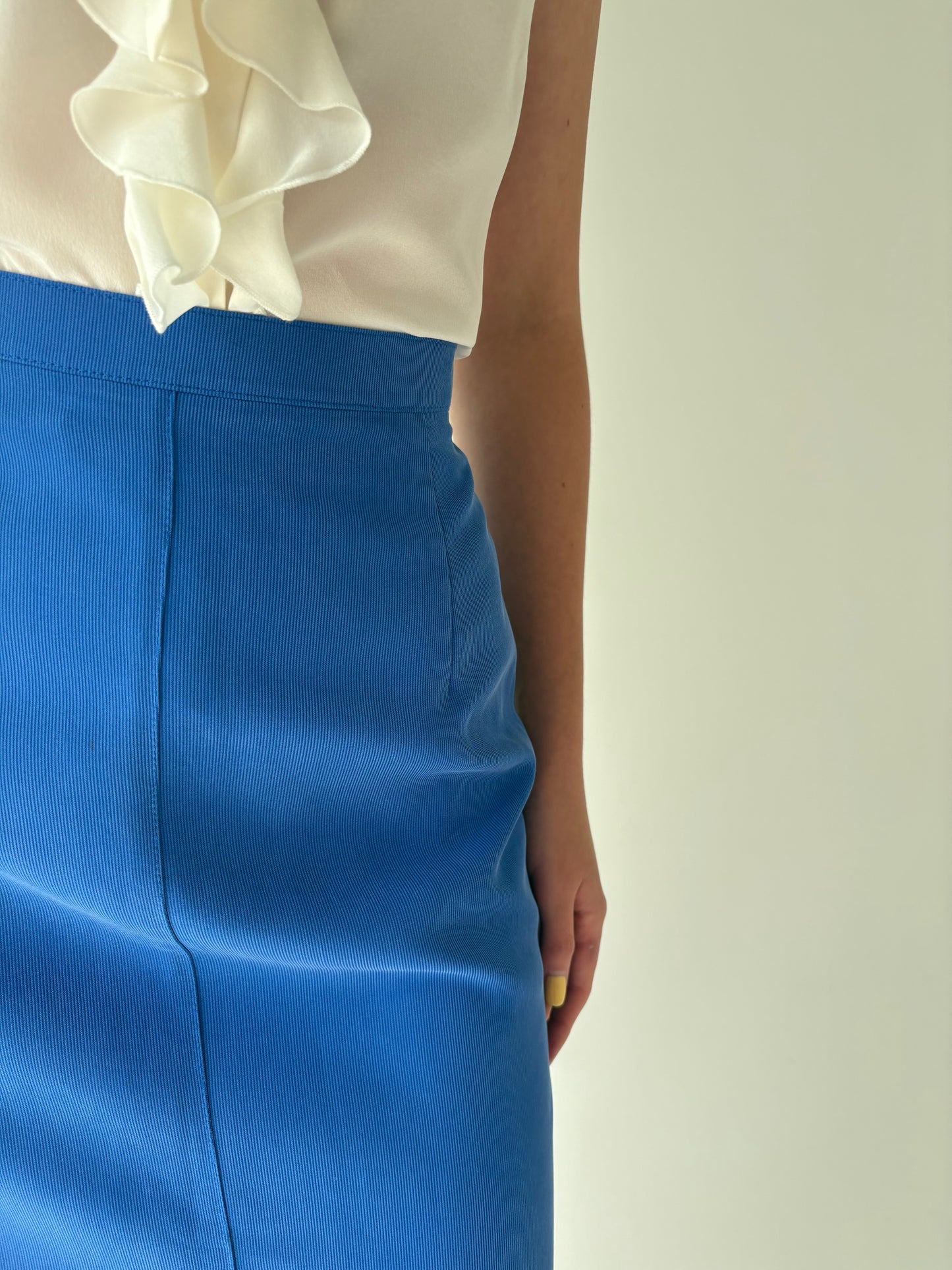 Deux piece vintage albastru regal cu sacou ușor cambrat