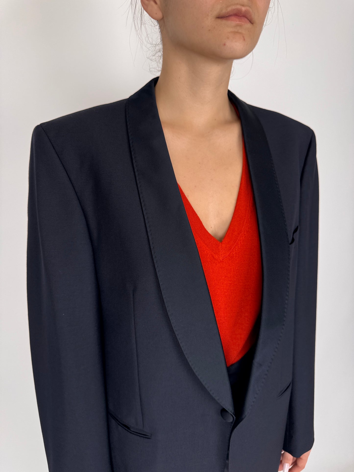 Sacou smoking dark Navy de ceremonie din stofă luxury