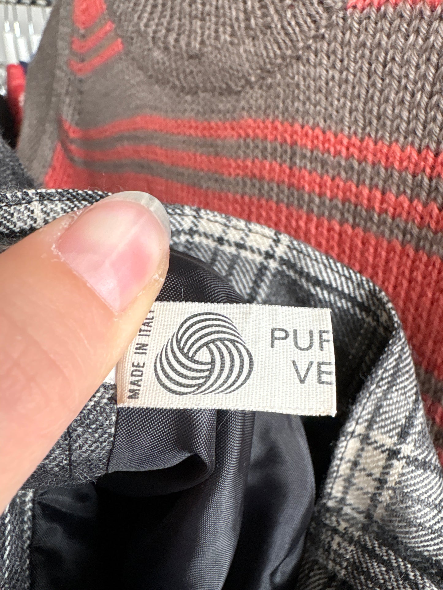 Fustă italiană din tweed de lana pura certificată cu talie ultra înaltă marcată