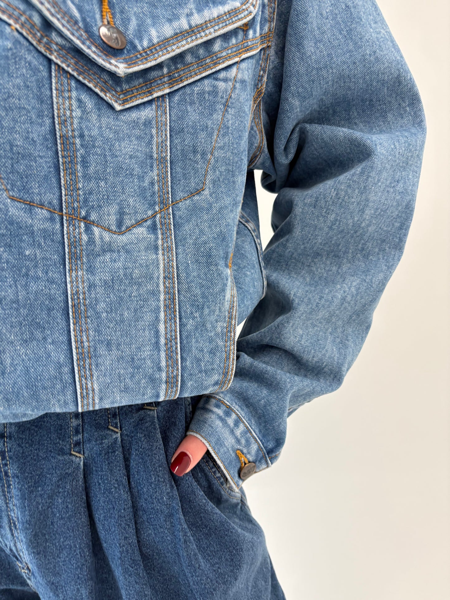 Geacă old vintage din jeans structurat anii 80