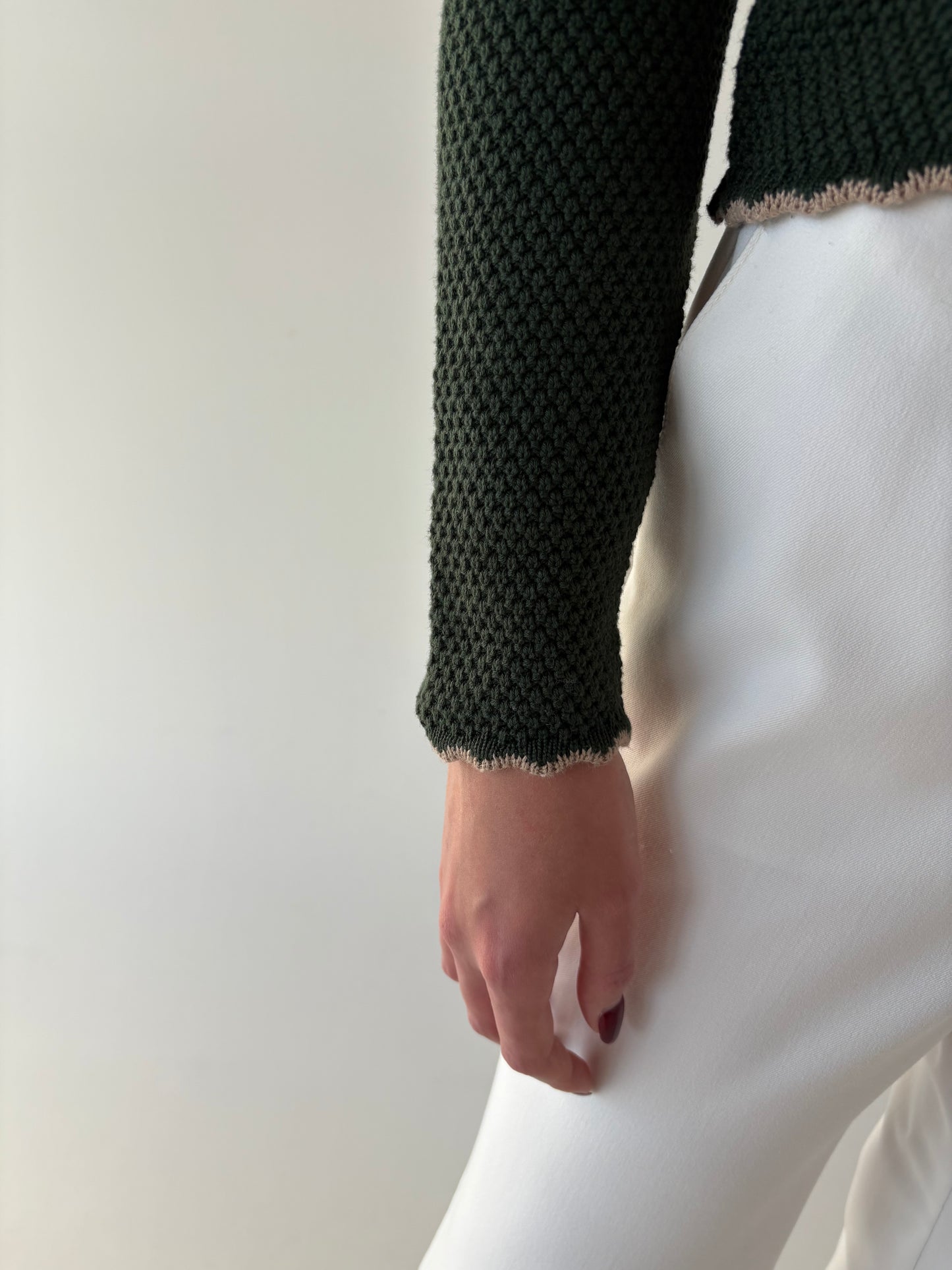 Cardigan vintage excepțional cambrat forest green