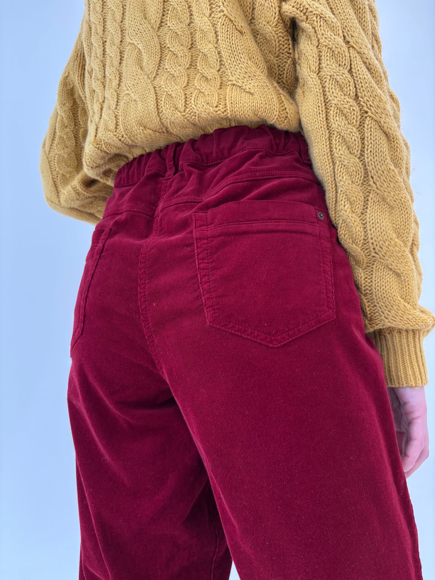 Pantaloni de brand premium confort burgundy din corduroy modelator