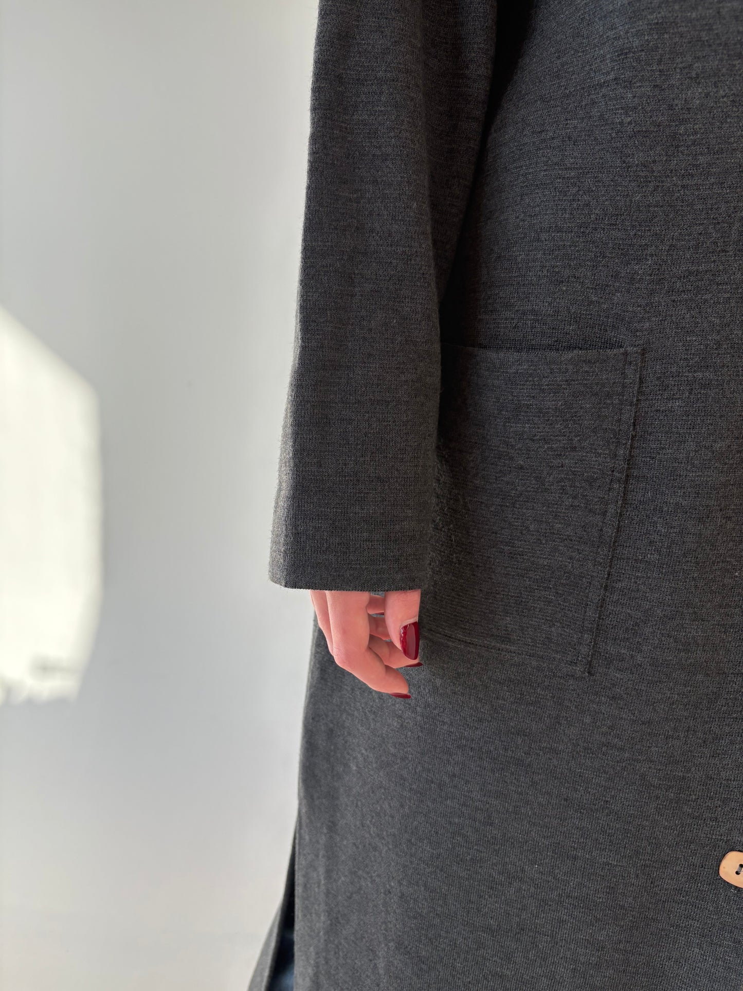 Palton lung exceptional italian din jerse din lana merino extrafina