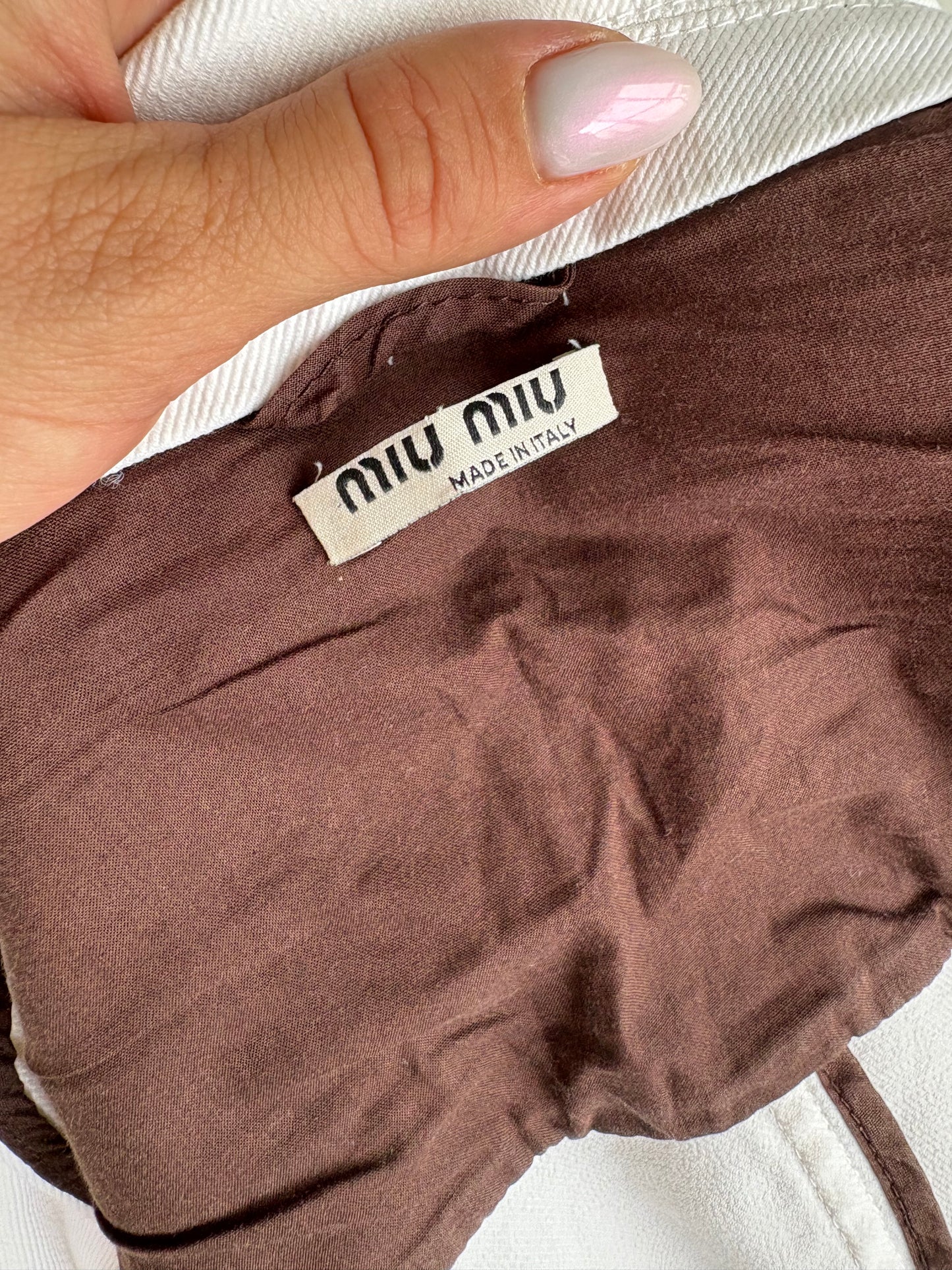 Jacheta cambrata Miu Miu din jeans subțire de vară ușor modelator