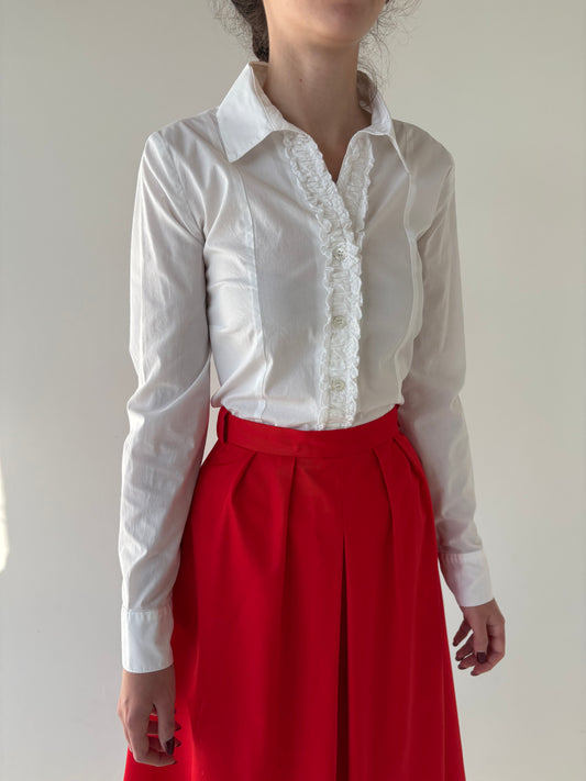 Cămașa italiană cu mini jabou în croi ușor cambrat din poplin confort