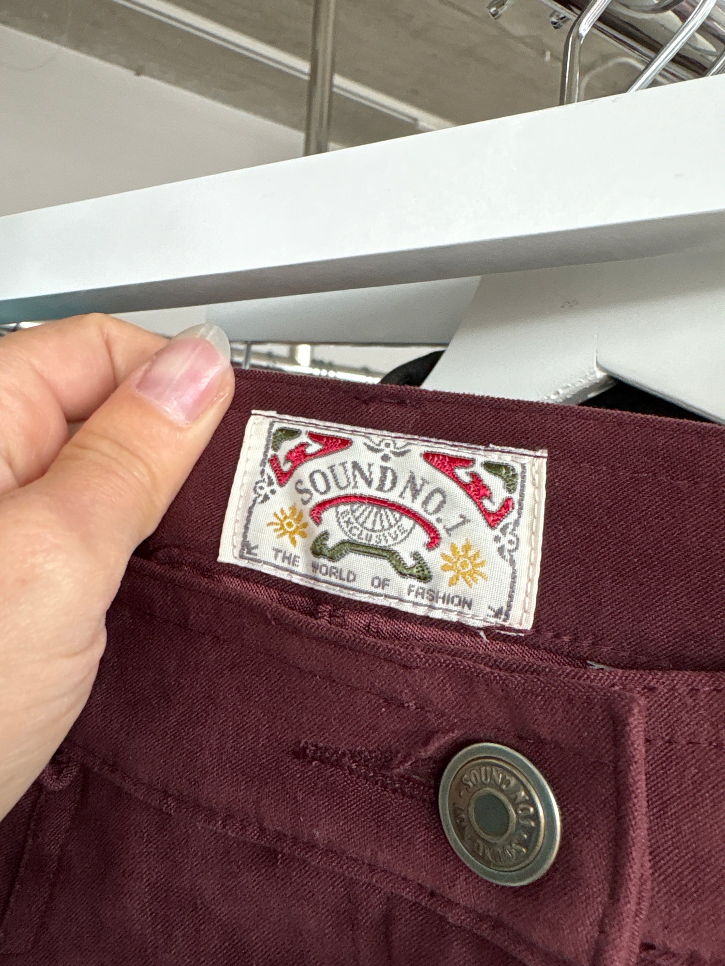 Pantaloni țigaretă deep burgundy cu talie ultra înaltă mom fit tall