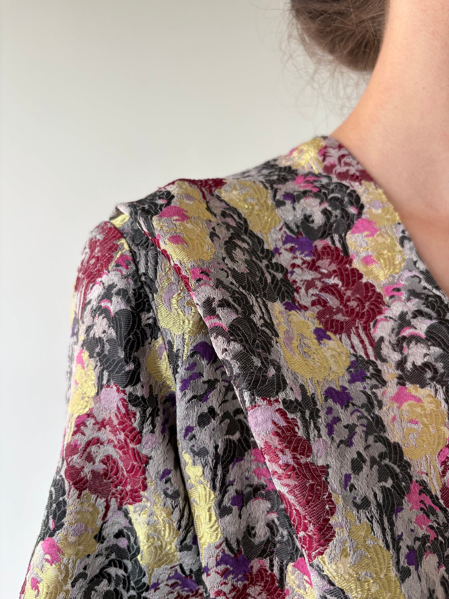 Set old vintage din anii 80 din jacquard moale de mătase naturală