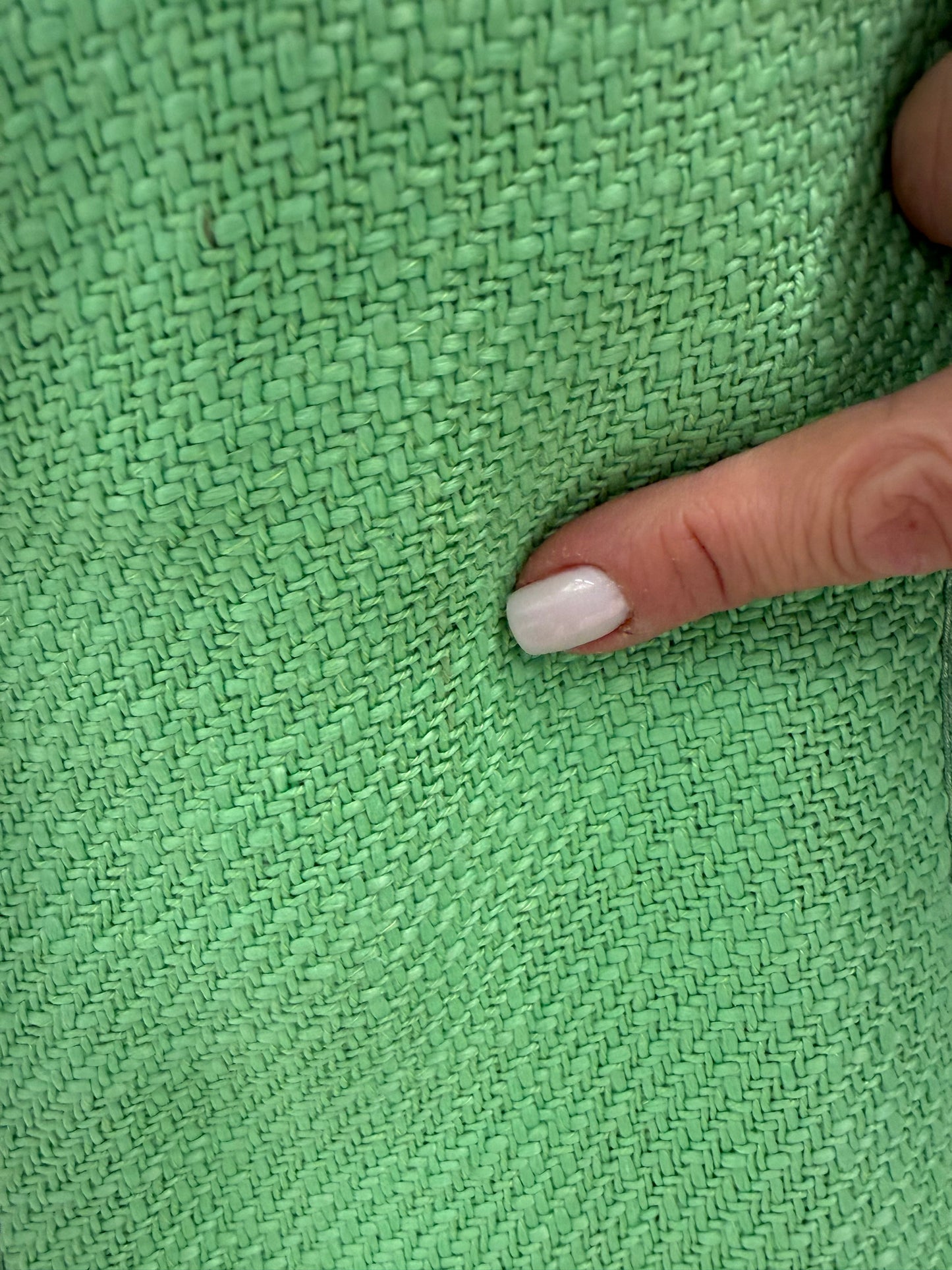 Sacou verde crud cambrat din tweed excepțional de in cu paspoal