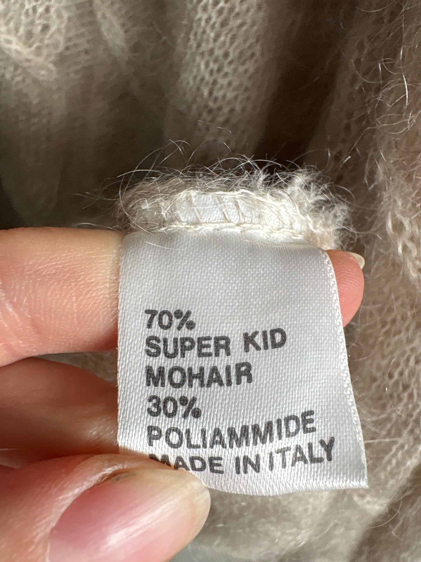 Cardigan luxury italian tip jachetă light nude din baby mohair