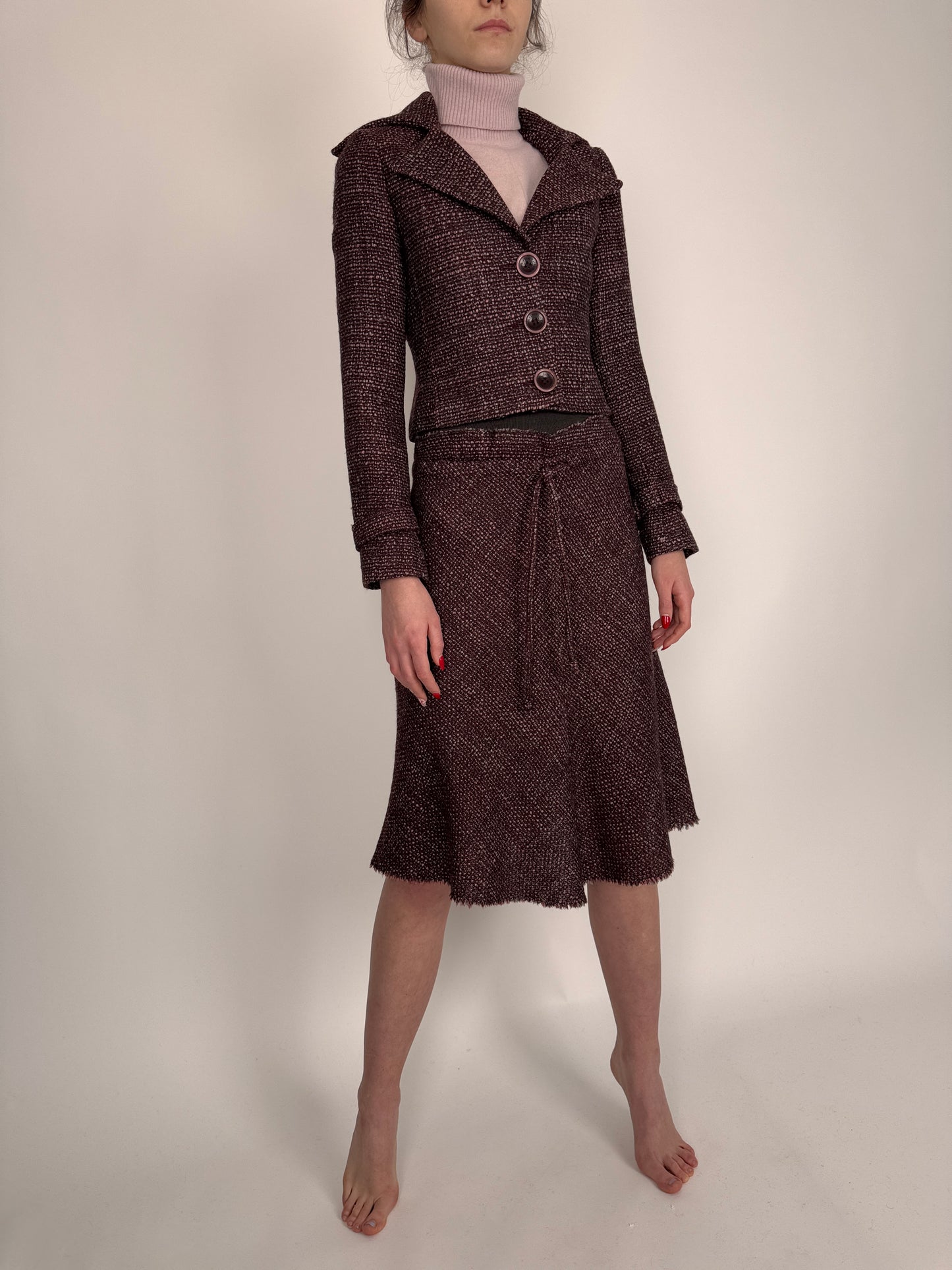Set luxury italian Patrizia Pepe din tweed de lana extrafina și vascoza