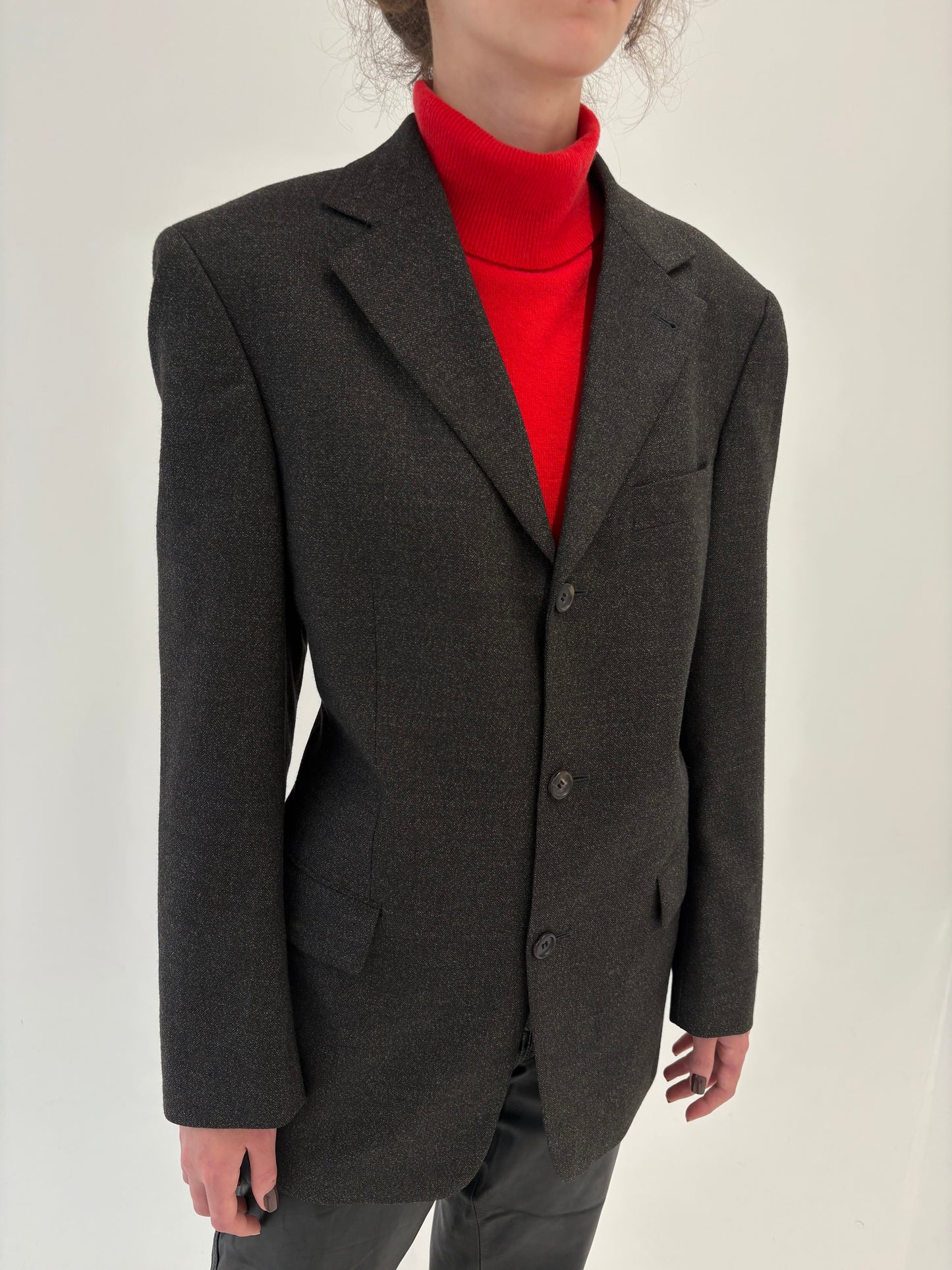 Sacou chocolate brown din stofă luxury super 120s de lana merino australiana