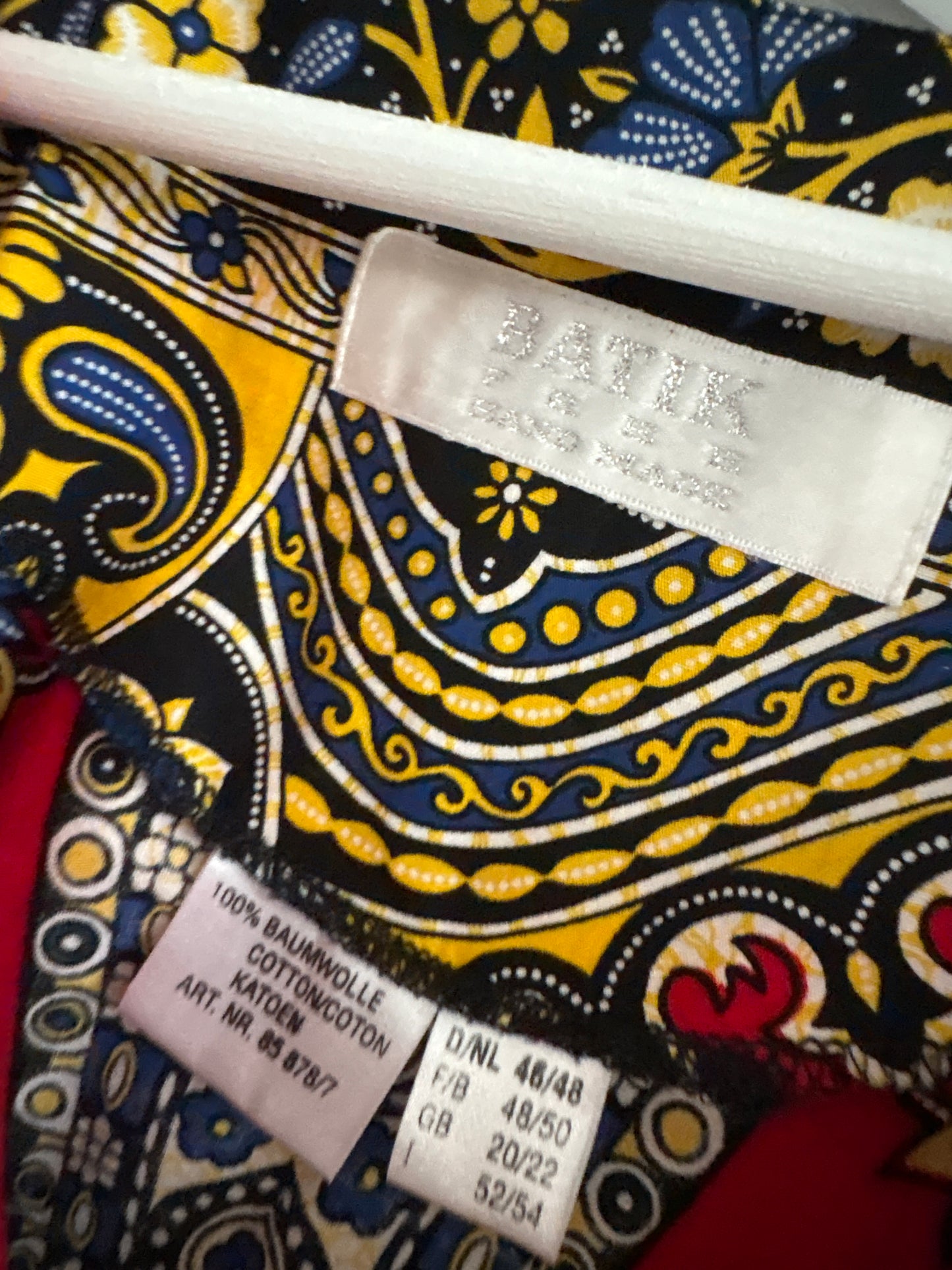 Kaftan maxi din canvas de bumbac cu print manual în culori tari