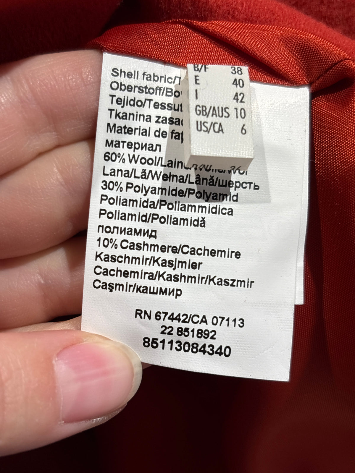 Jacheta cambrata de brand premium brick red din lana extrafina cu cașmir